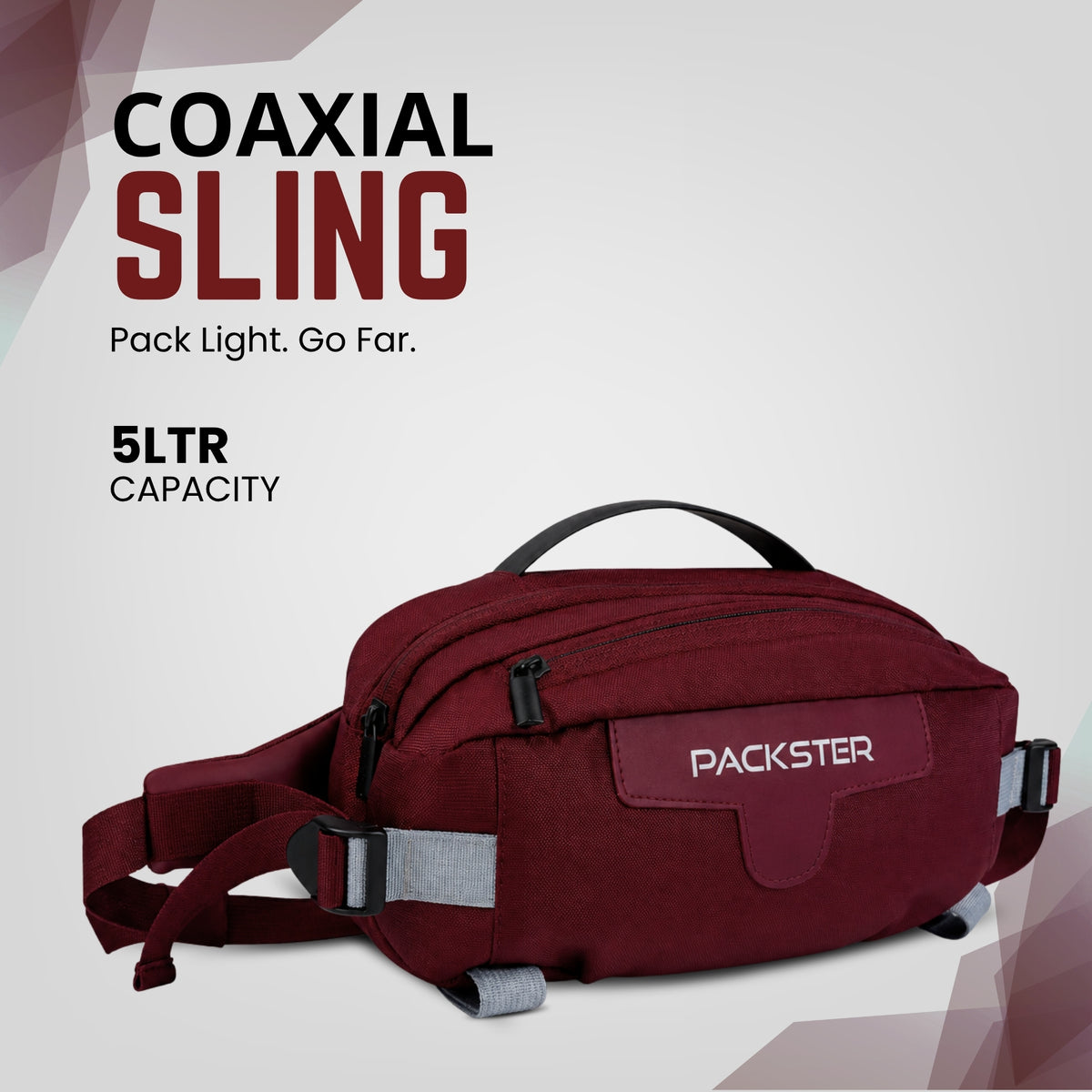 Packster Coaxial 5L Maroon Waist Bag for Men & Women