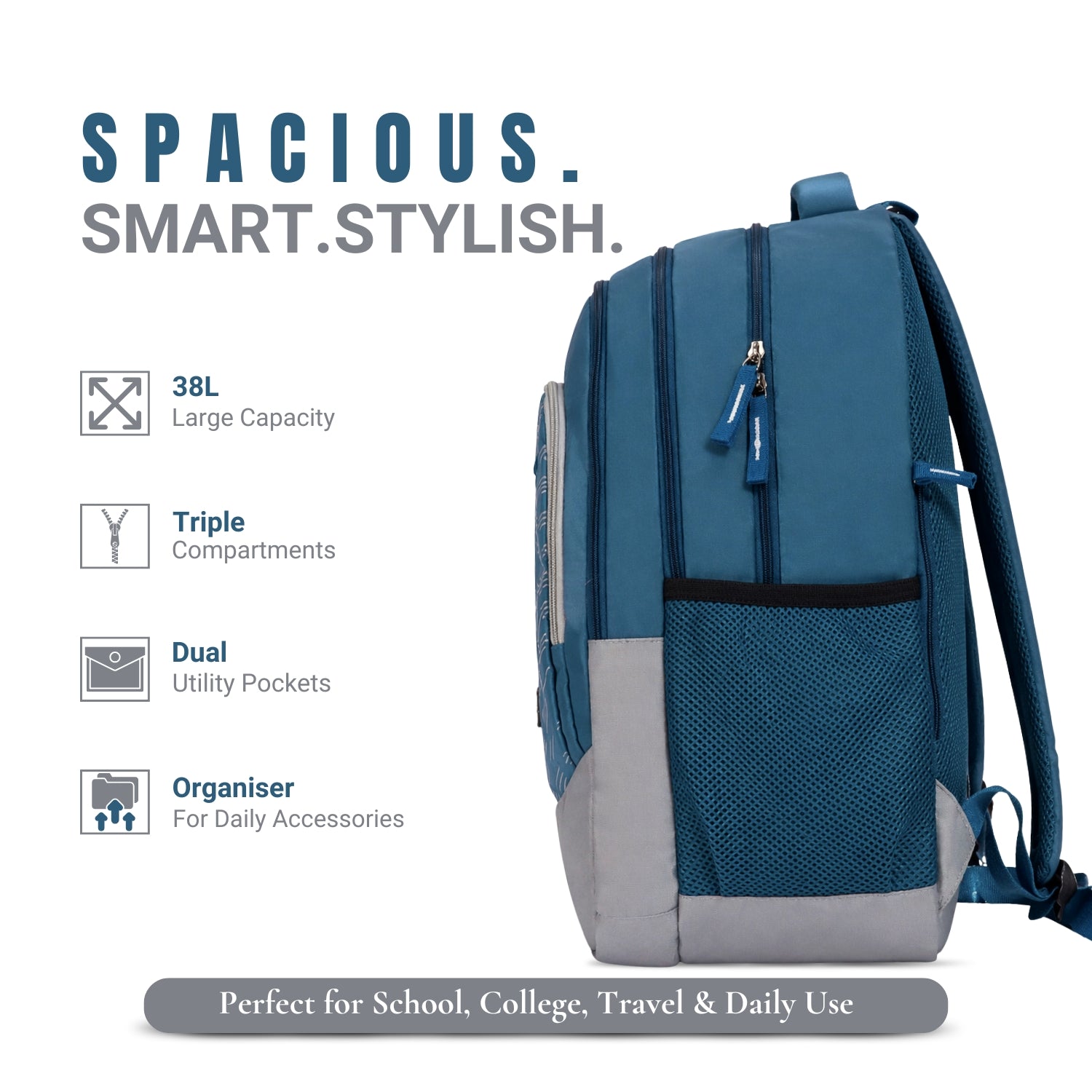 Packster KIAN 37L Teal Blue Backpack for Boys & Girls