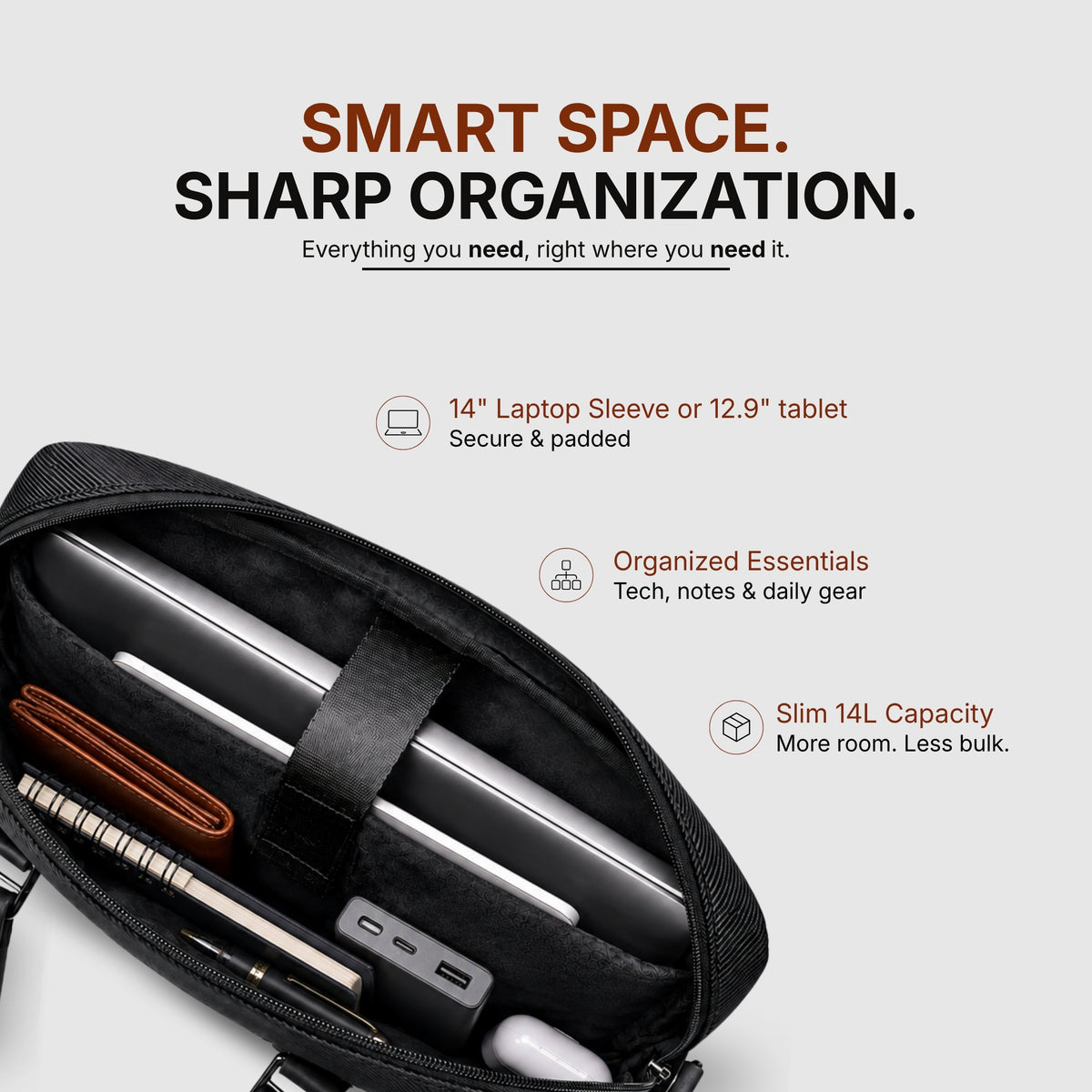 Black Messenger Bag for Men &amp; Women