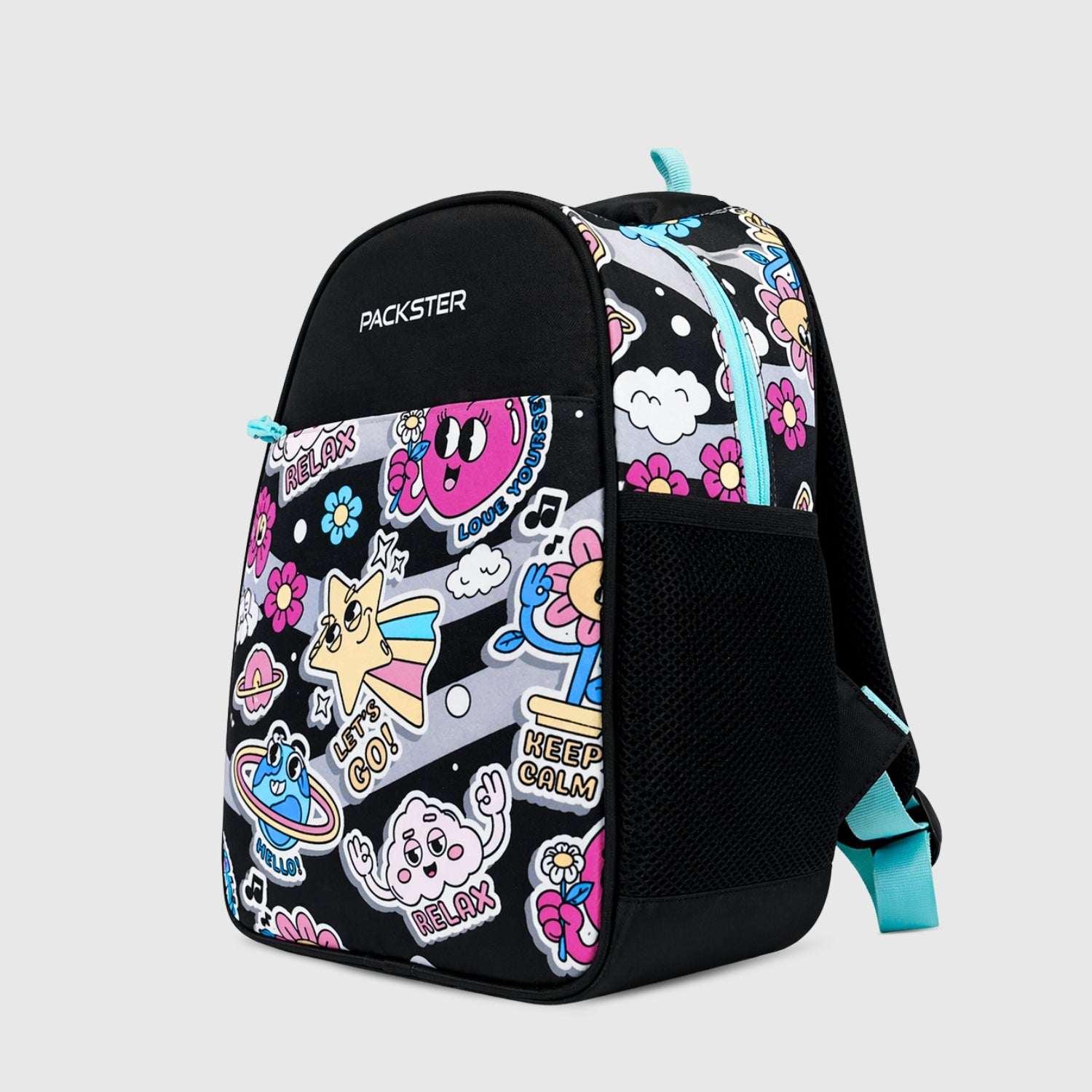 Packster SMALL-RELAX black 9L Toddler Backpack | Knit Twill Polyester | Water-Resistant Kids School Bag | Padded Back | Bottle Holder | Adjustable Straps | School bag for kids 2-5 Years