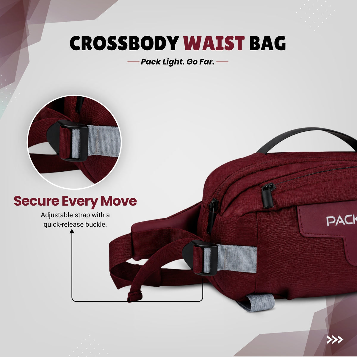 Maroon Waist Bag for Men &amp; Women