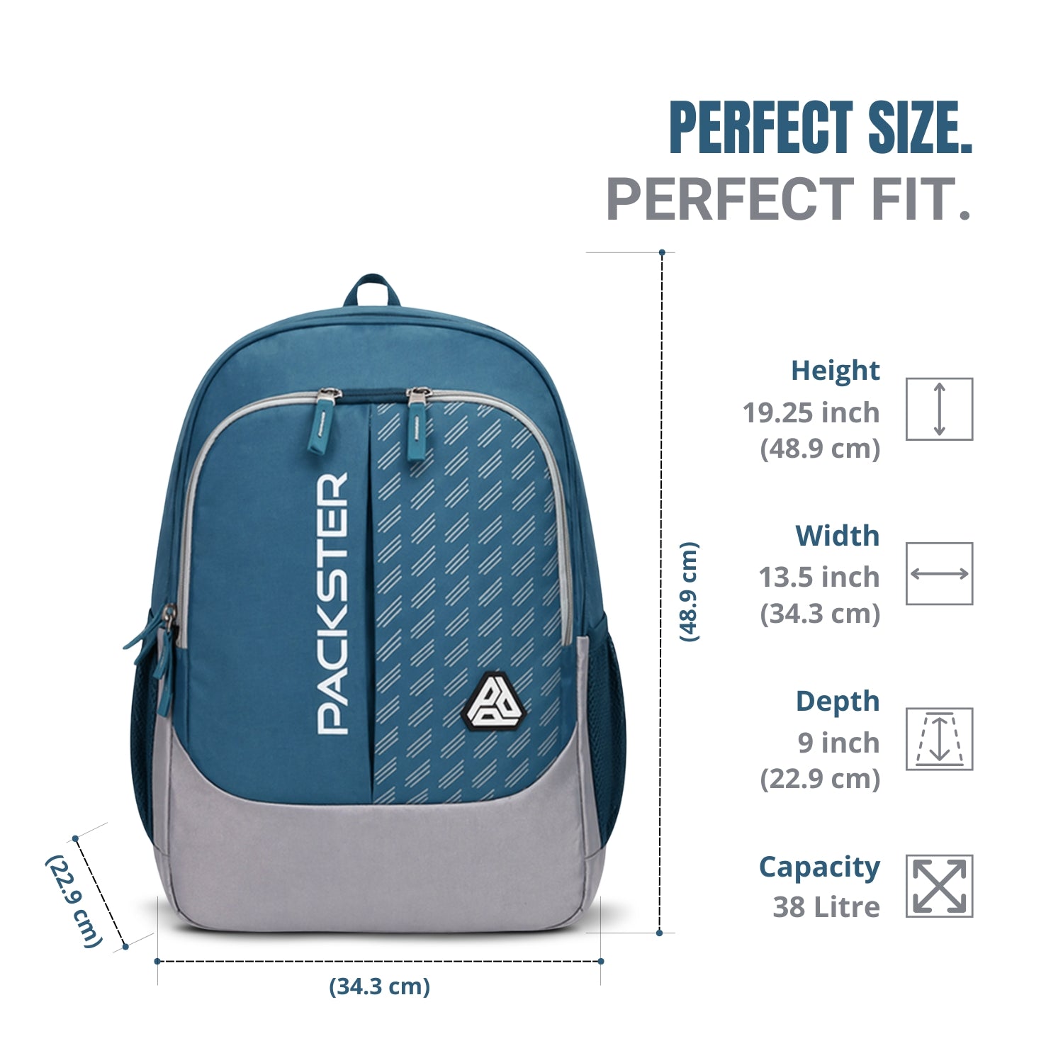 Packster KIAN 37L Teal Blue Backpack for Boys & Girls