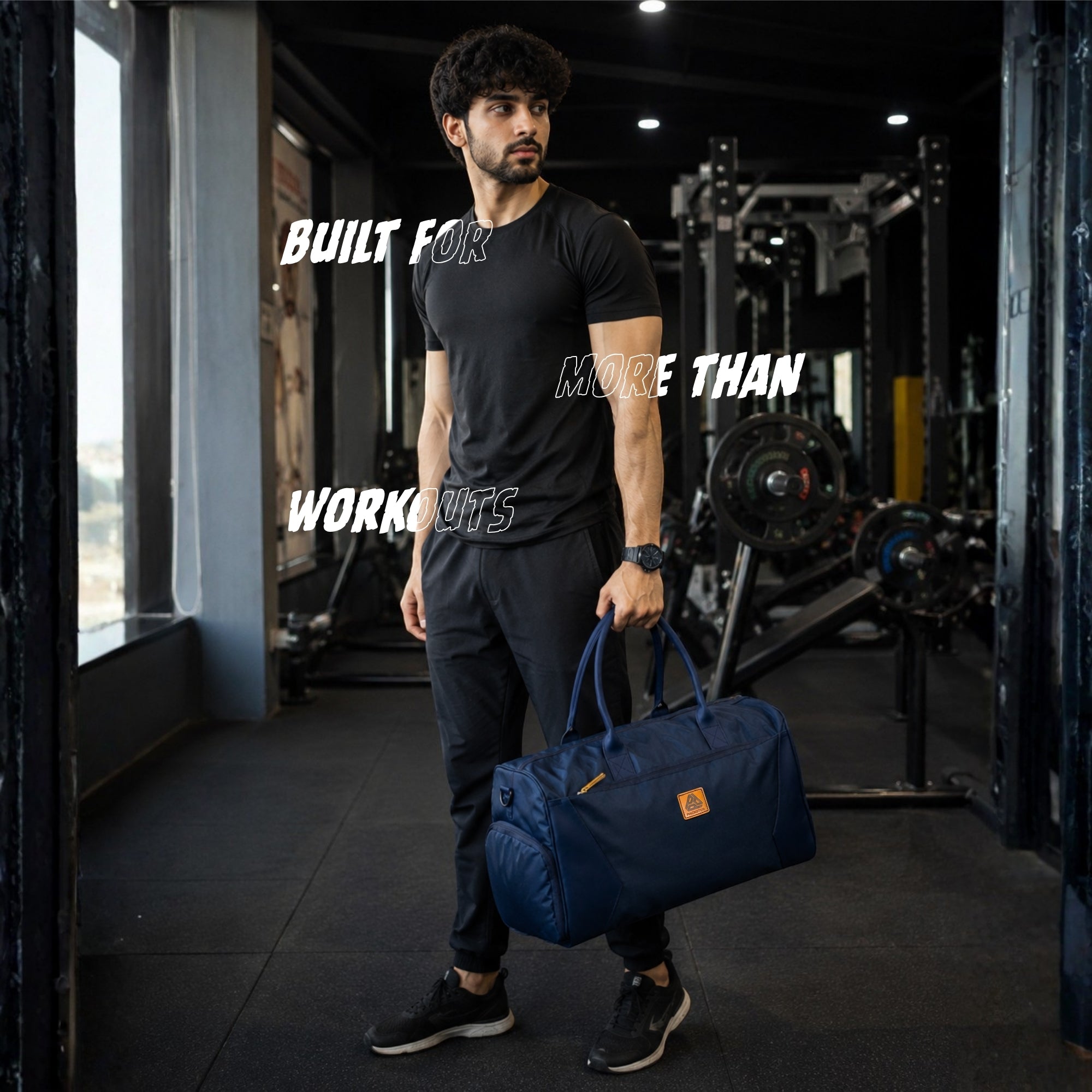 Packster Ample 40L Navy Blue Gym Backpack Style Duffle Bag for Men & Women