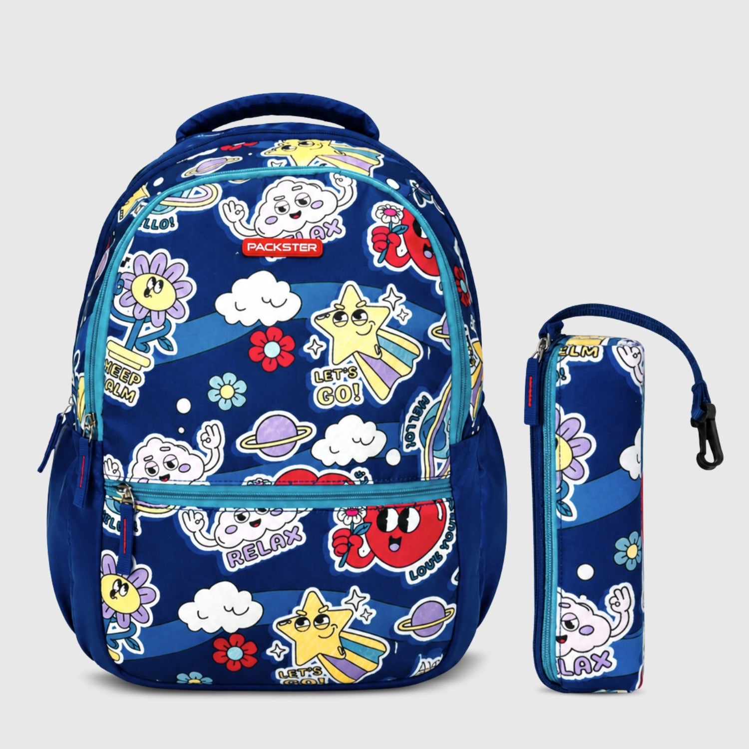Packster BTS Twilight 30L Girls School Bag 8–12 Years | Lightweight Water-Resistant Design | Triple Compartment Storage | Comfortable Padded Straps & Dual Bottle Holder | Daily Use (Blue)