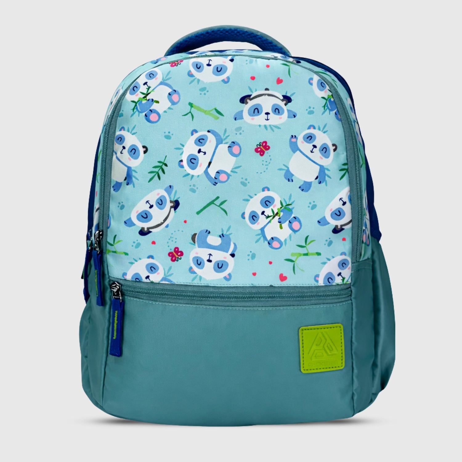 Packster Panda 18L Kids School Bags | 3 Compartments | Lightweight School Bag for Boys & Girls | Water-Resistant | Teal Panda Design