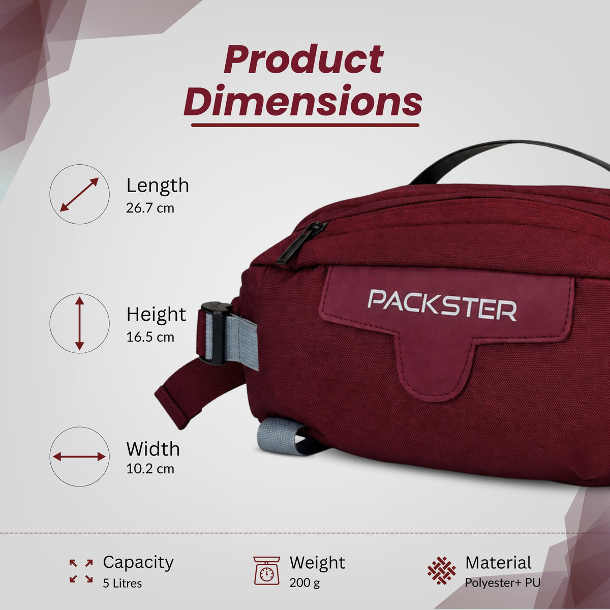 Maroon Waist Bag for Men &amp; Women
