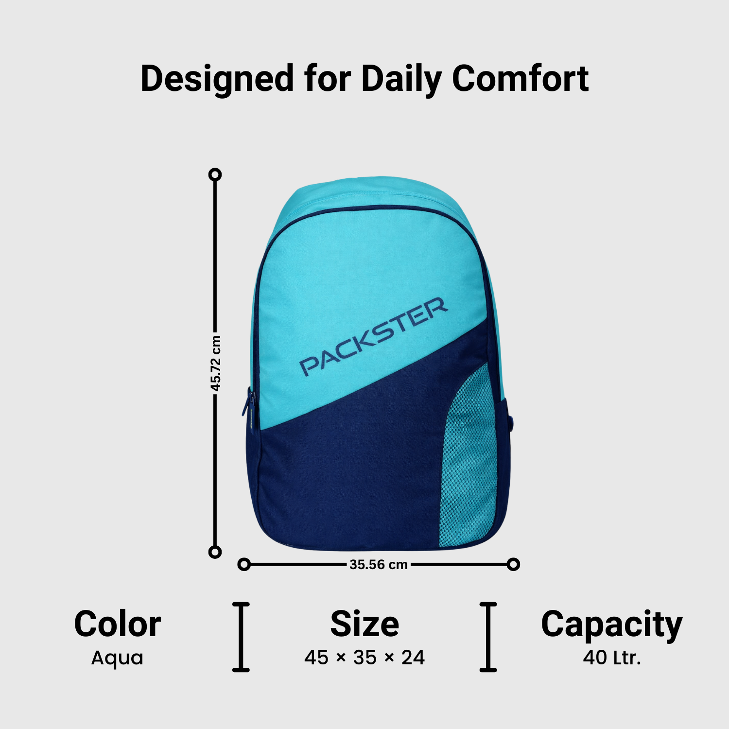 PACKSTER blue  Laptop Backpack – 35L Water-Resistant Bag with Padded Laptop Sleeve for College & Travel