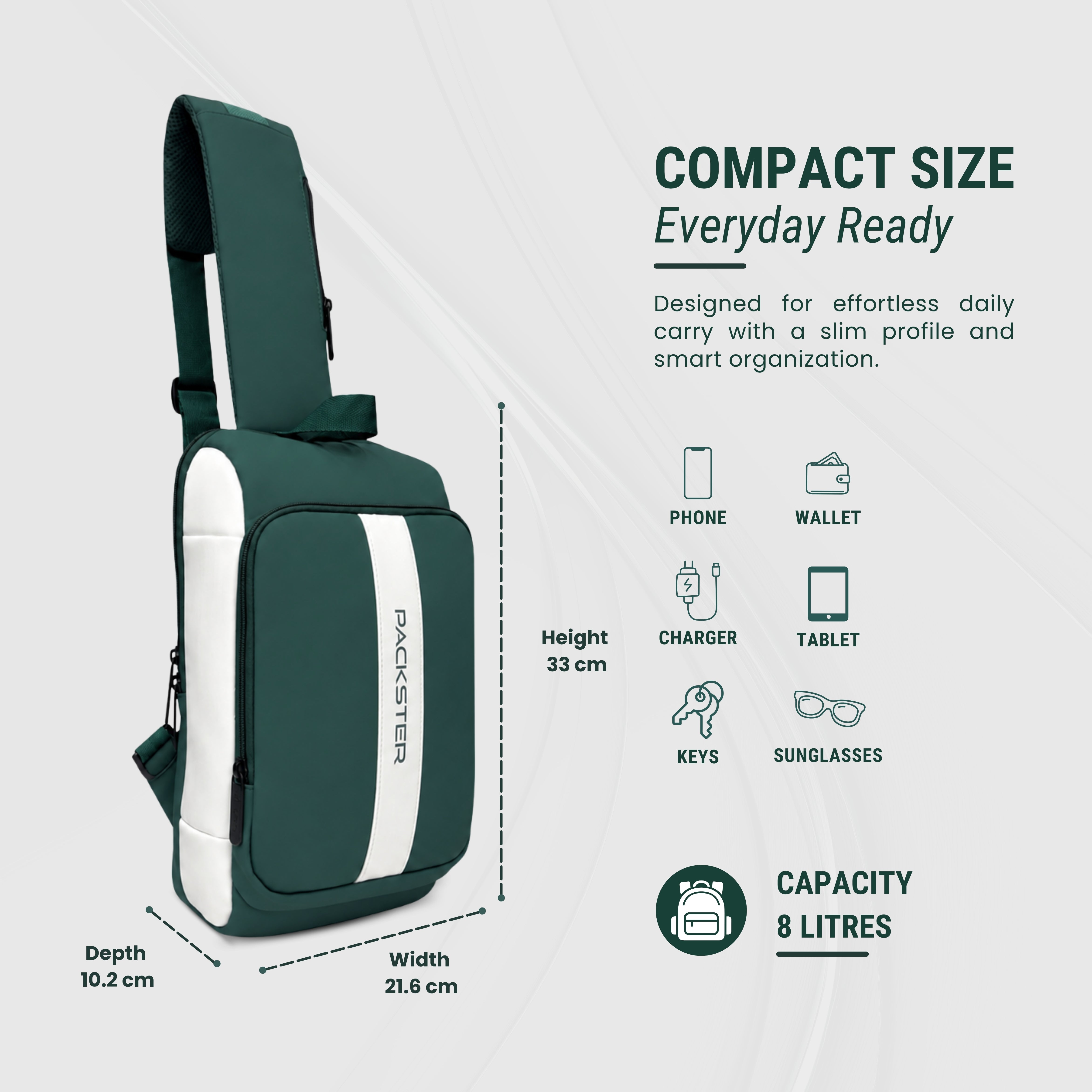 Pine Green Sling Bag for Men &amp; Women