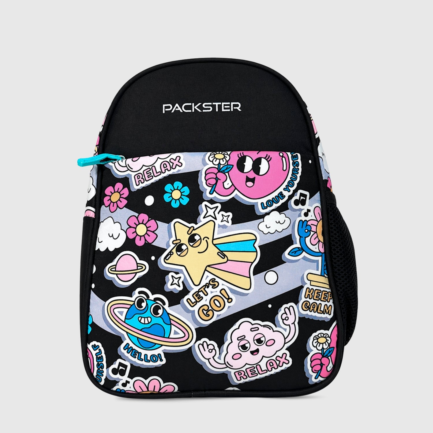 Packster SMALL-RELAX black 9L Toddler Backpack | Knit Twill Polyester | Water-Resistant Kids School Bag | Padded Back | Bottle Holder | Adjustable Straps | School bag for kids 2-5 Years