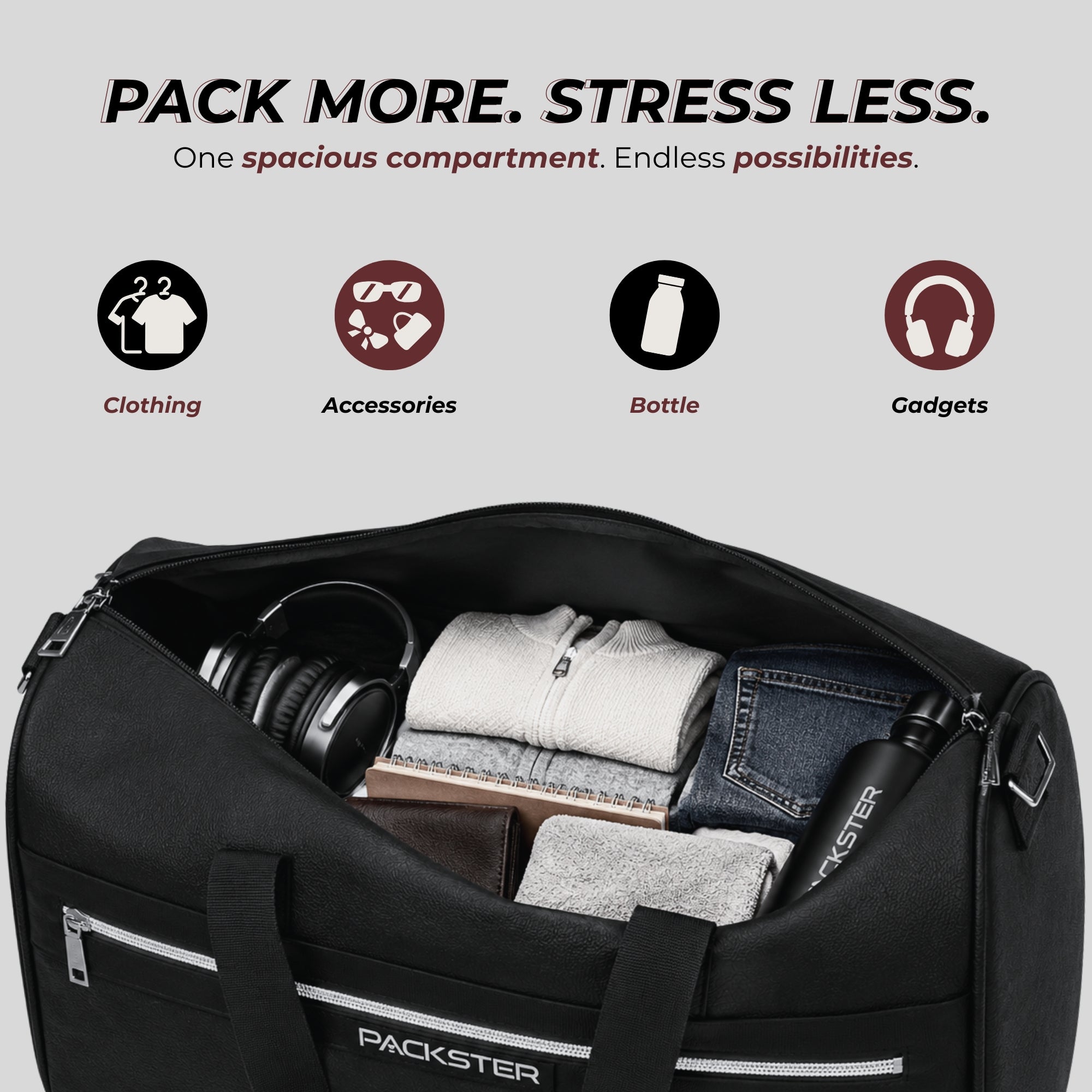 Black Travel Duffle Bag