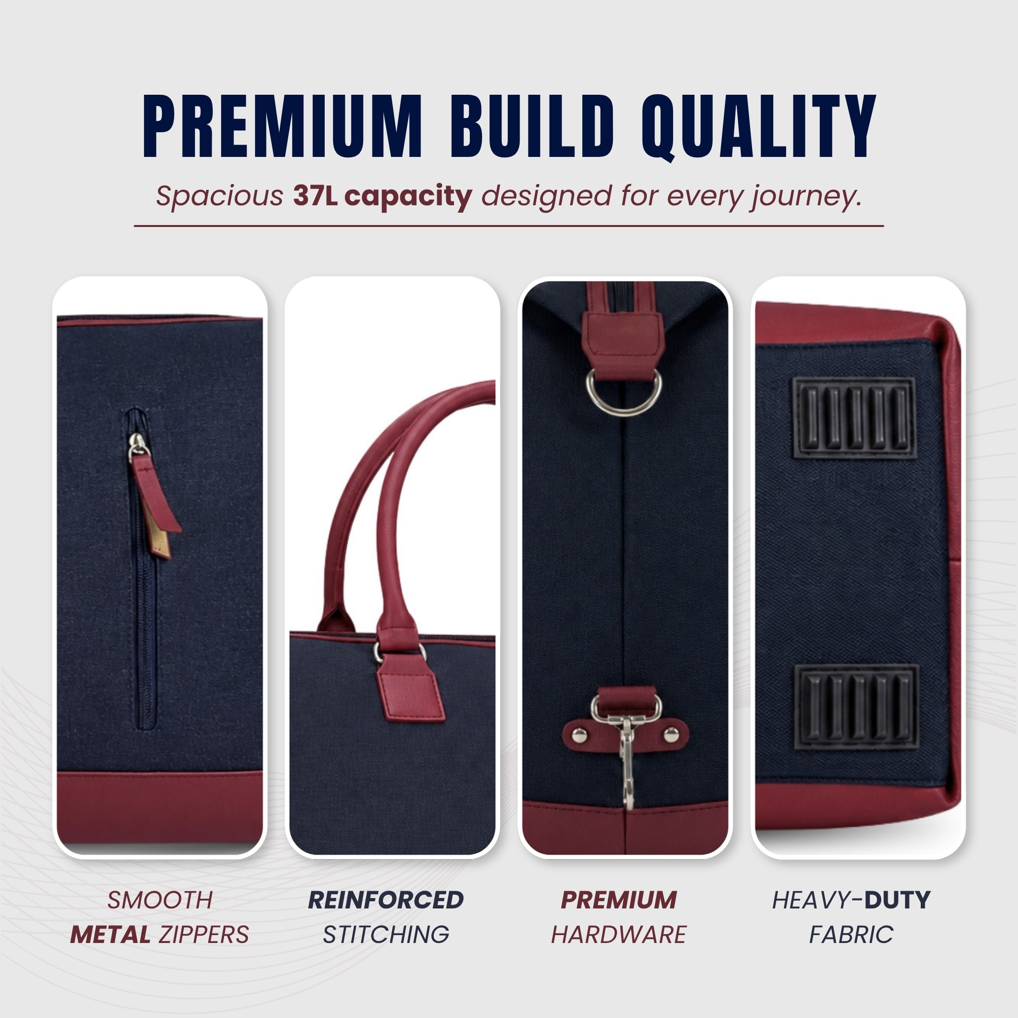  Navy + Maroon Weekender Duffle Bag for Men