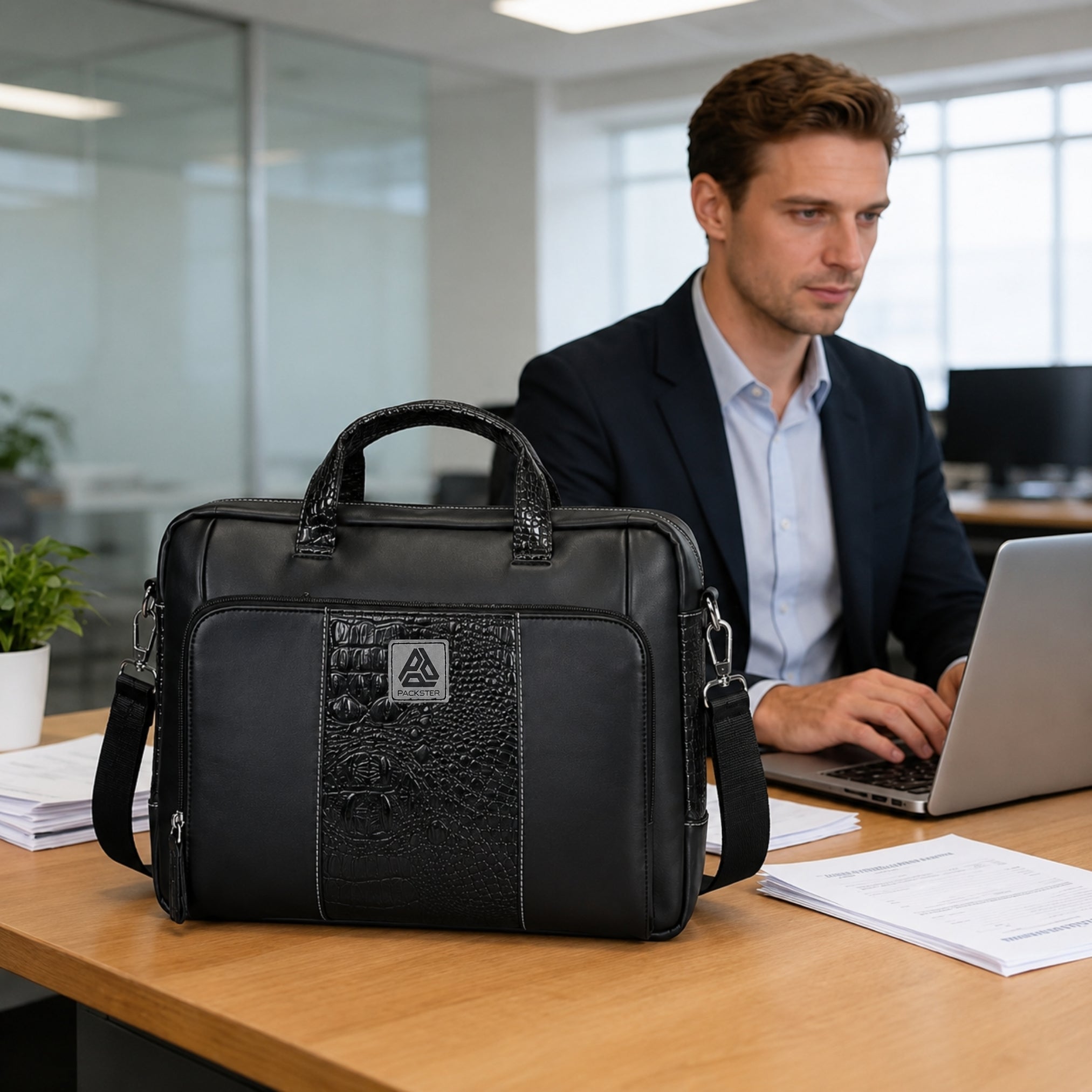 Black Executive Messenger Bag for Men
