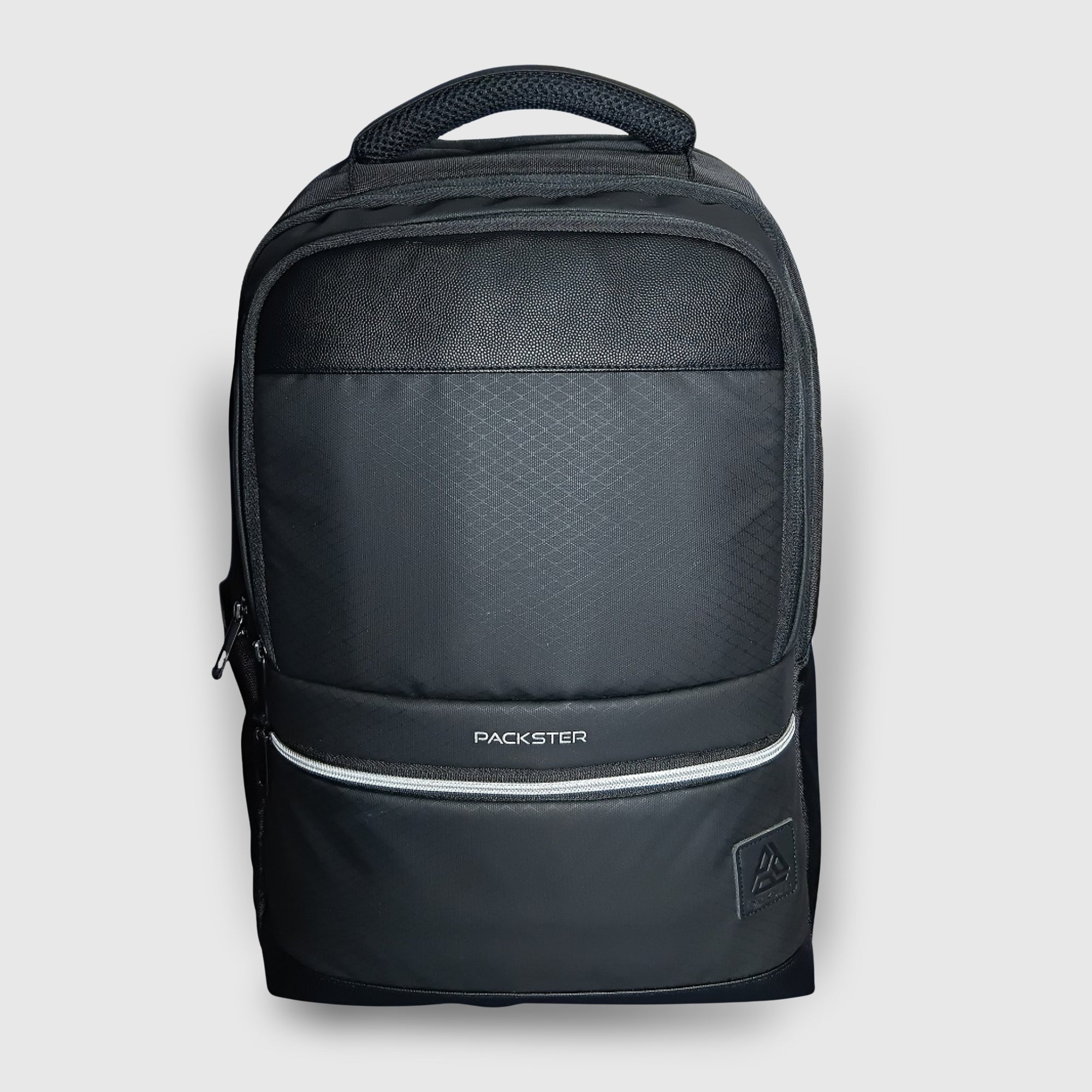 Packster Premium Matt Black Laptop Backpack – Travel, Triple Compartment, Padded Laptop Sleeve, Water-Resistant