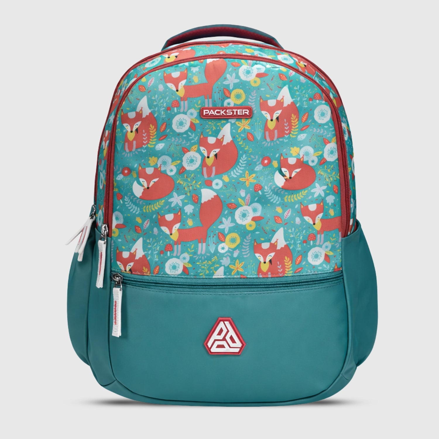 Packster Borrow 34L Kids School Backpack for Boys & Girls | 3 Compartments | Adjustable Shoulder Straps | Quick Access Front Pocket | Water-Resistant | Teal Animal Design