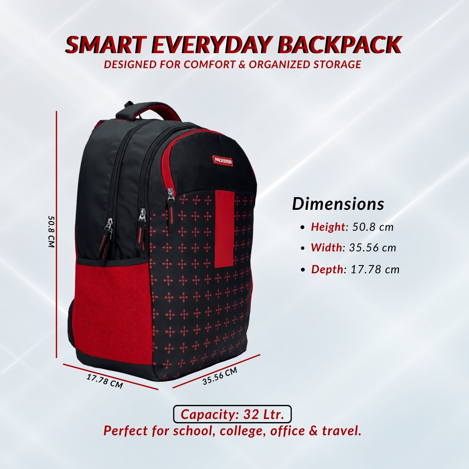 black and red backpack for boys