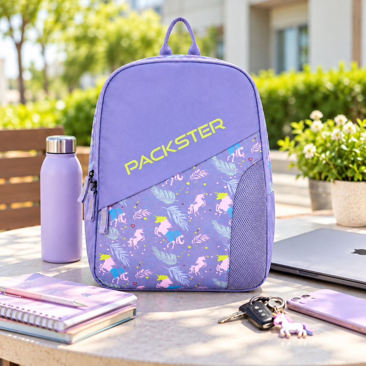 Packster Tiny Trails Lavender 29L Unicorn Printed Backpack for Girls