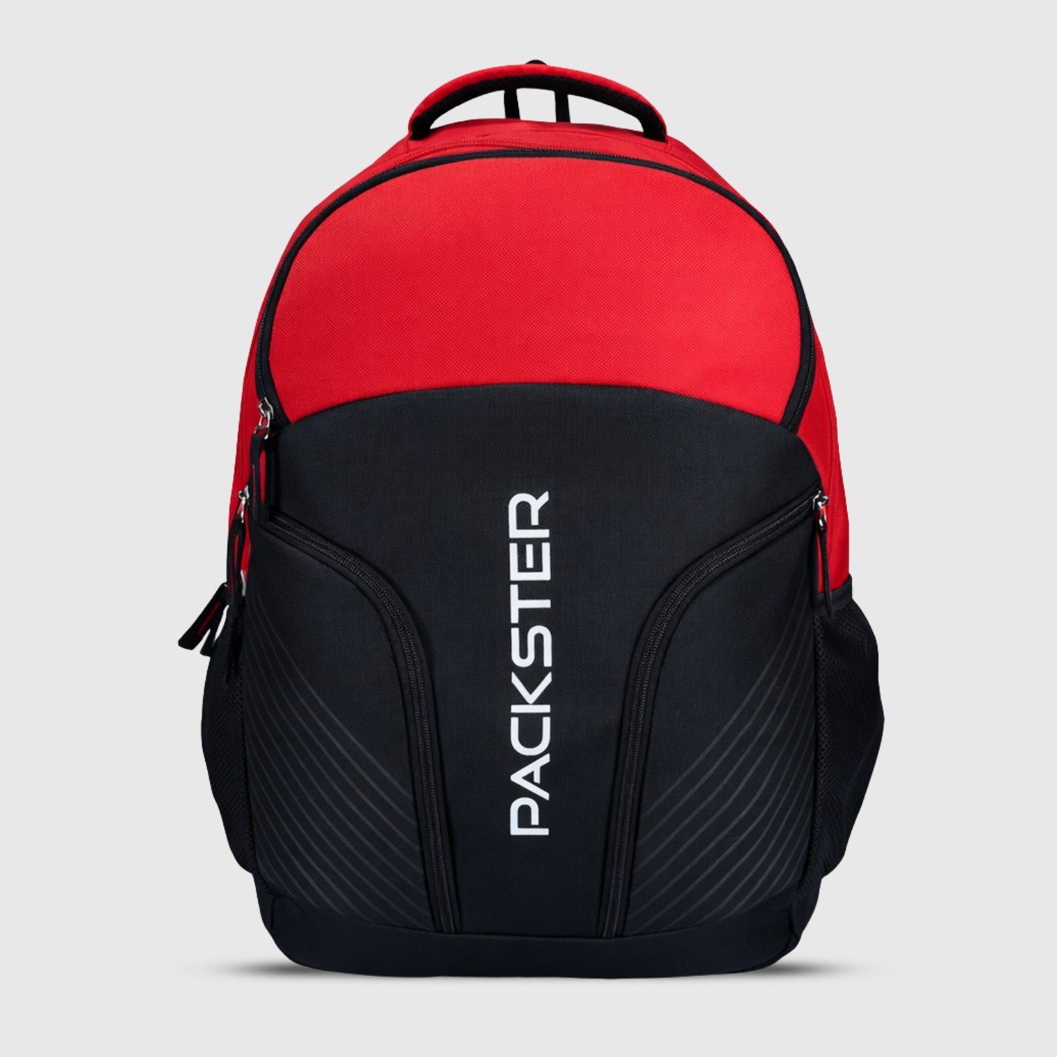 Packster 32L Throne Red Triple Compartment Backpack with Laptop Sleeve, Water Resistant School College Travel Bag For Boys