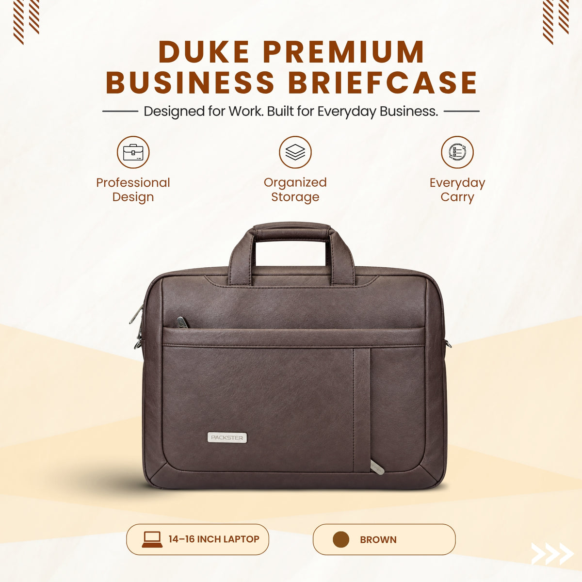 Packster Duke Brown 14–16 Inch Laptop Messenger Bag for Men