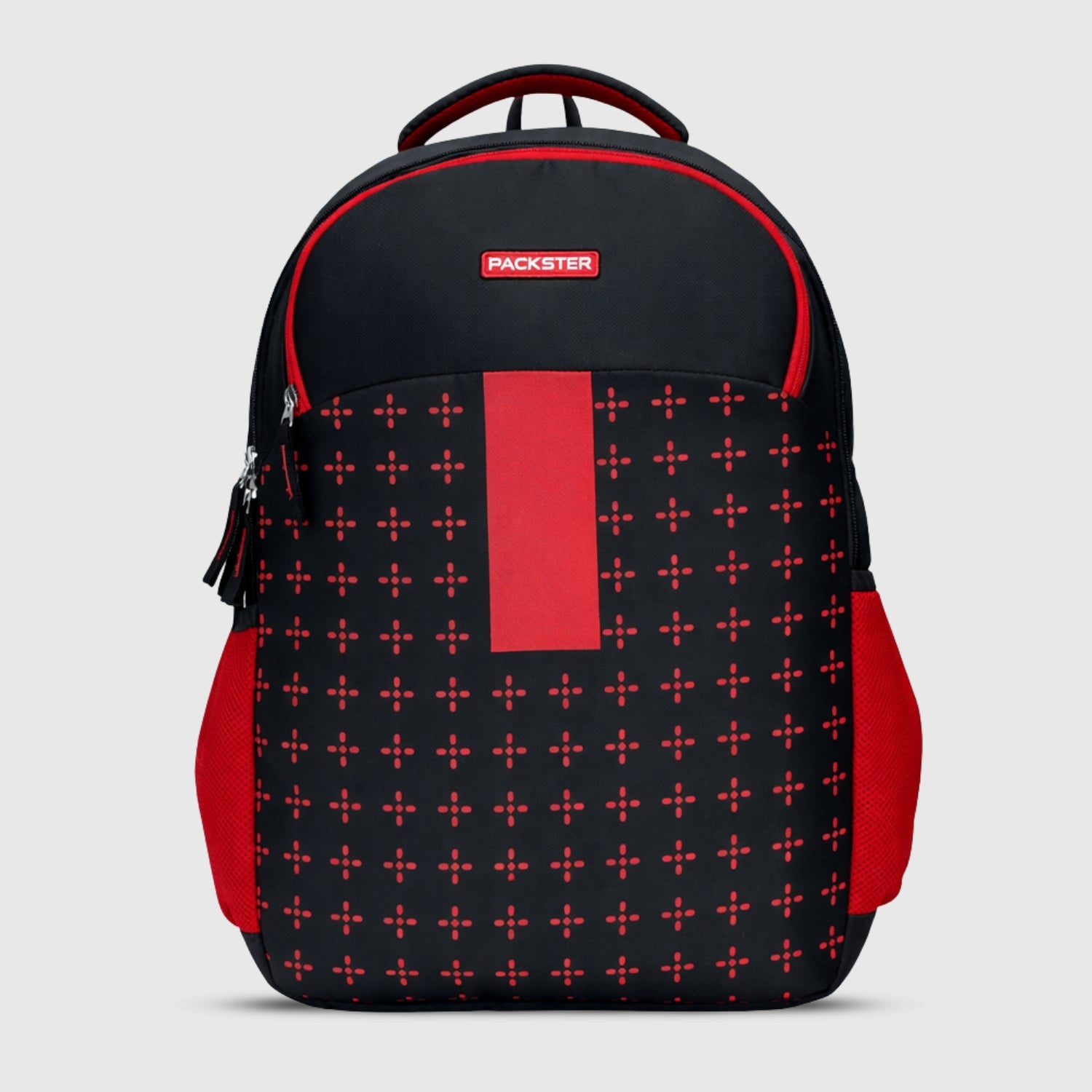 Packster Geometrical Spade Backpack | School Bag College Bag Travel Bag for Boys | Black Color 32L Polyster