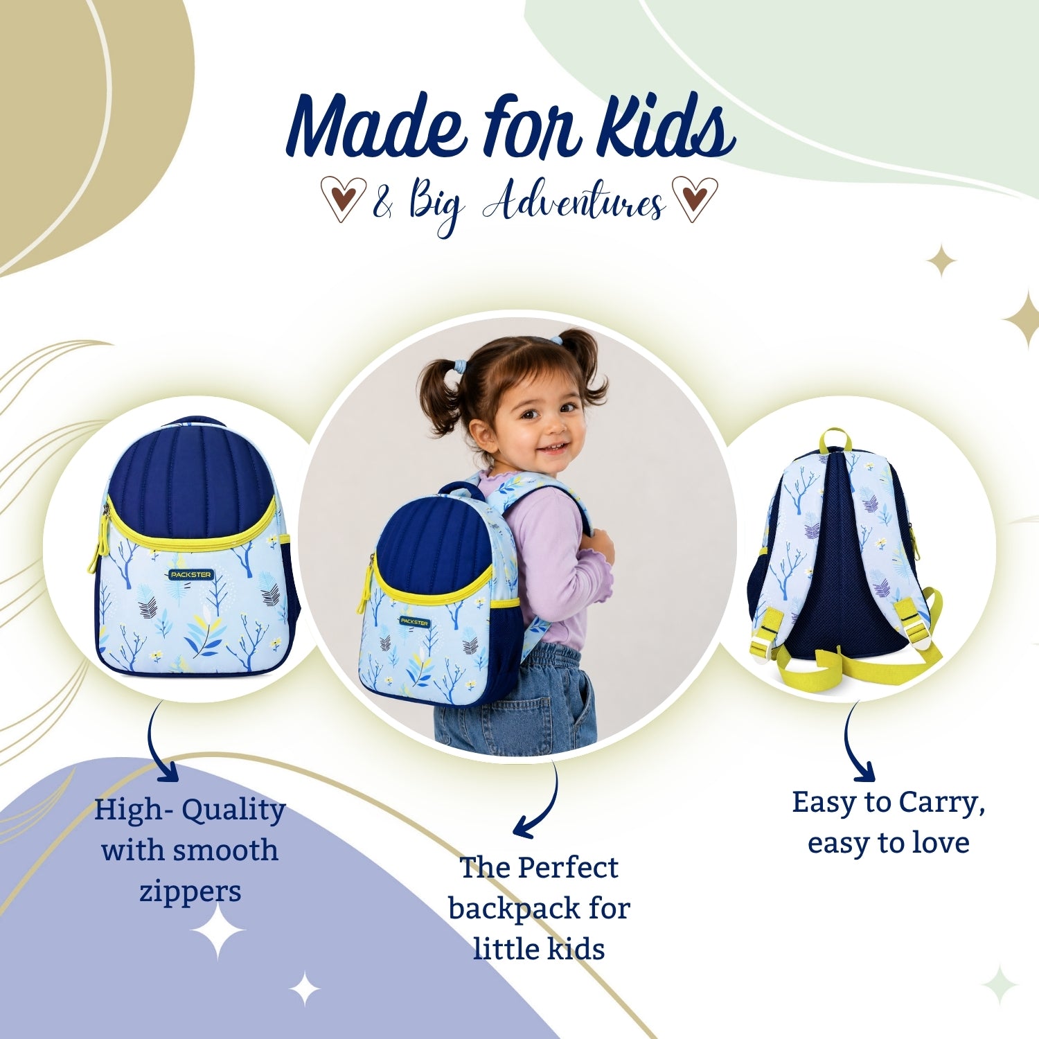 Packster SMALL-IRNIMATE Snow 9L Toddler Backpack | Knit Twill Polyester | Water-Resistant Kids School Bag | Padded Back | Bottle Holder | Adjustable Straps | School bag for kids 2-5 Years