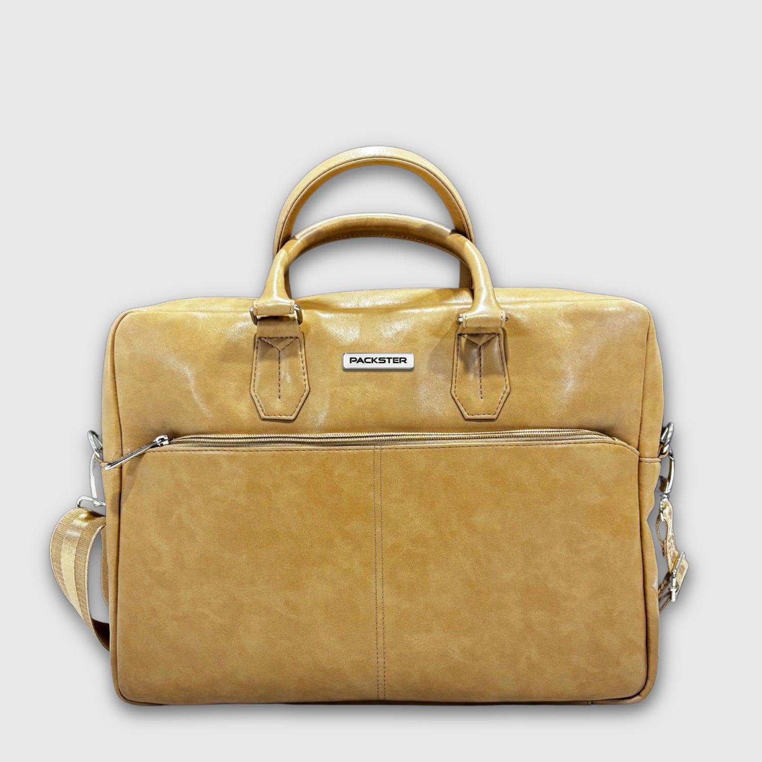 Packster Premium Leather Laptop Bag for Men, Deer Napa Crushed Effect, Up to 13 Inch, Messenger Bag with Adjustable Strap, Trolley Sleeve, Organiser