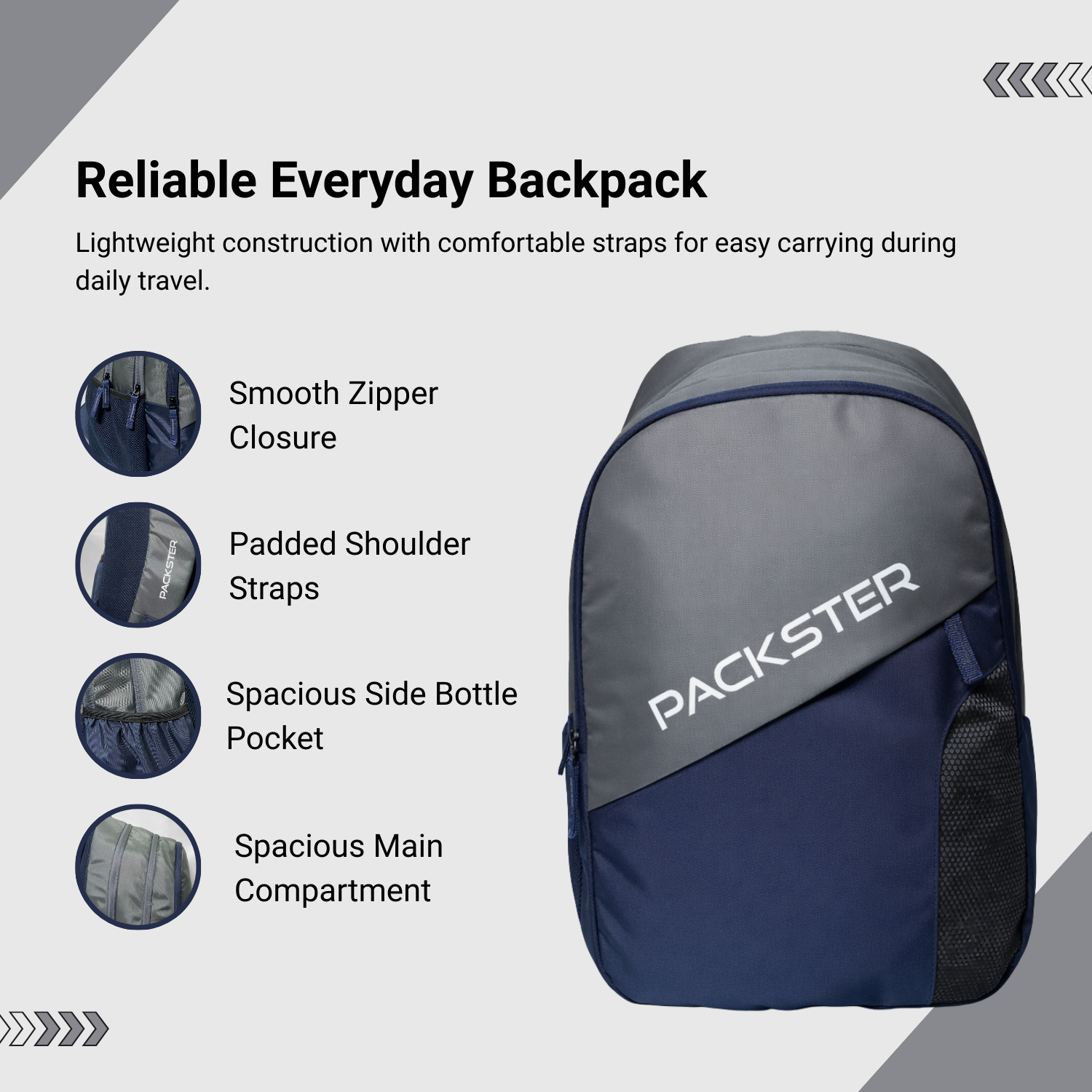 Packster BTC Horizon Laptop Backpack, 35L Dark Grey | Water-Resistant, Lightweight, Triple Compartment for Boys’ School, College & Travel