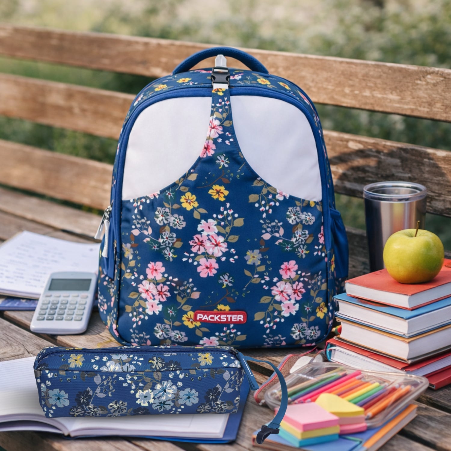 Packster Pancy Kids School Backpack | 24L  School Bags For Girls with Stationery Pouch | Lightweight | Water-Resistant | Crystal Teal Floral Design