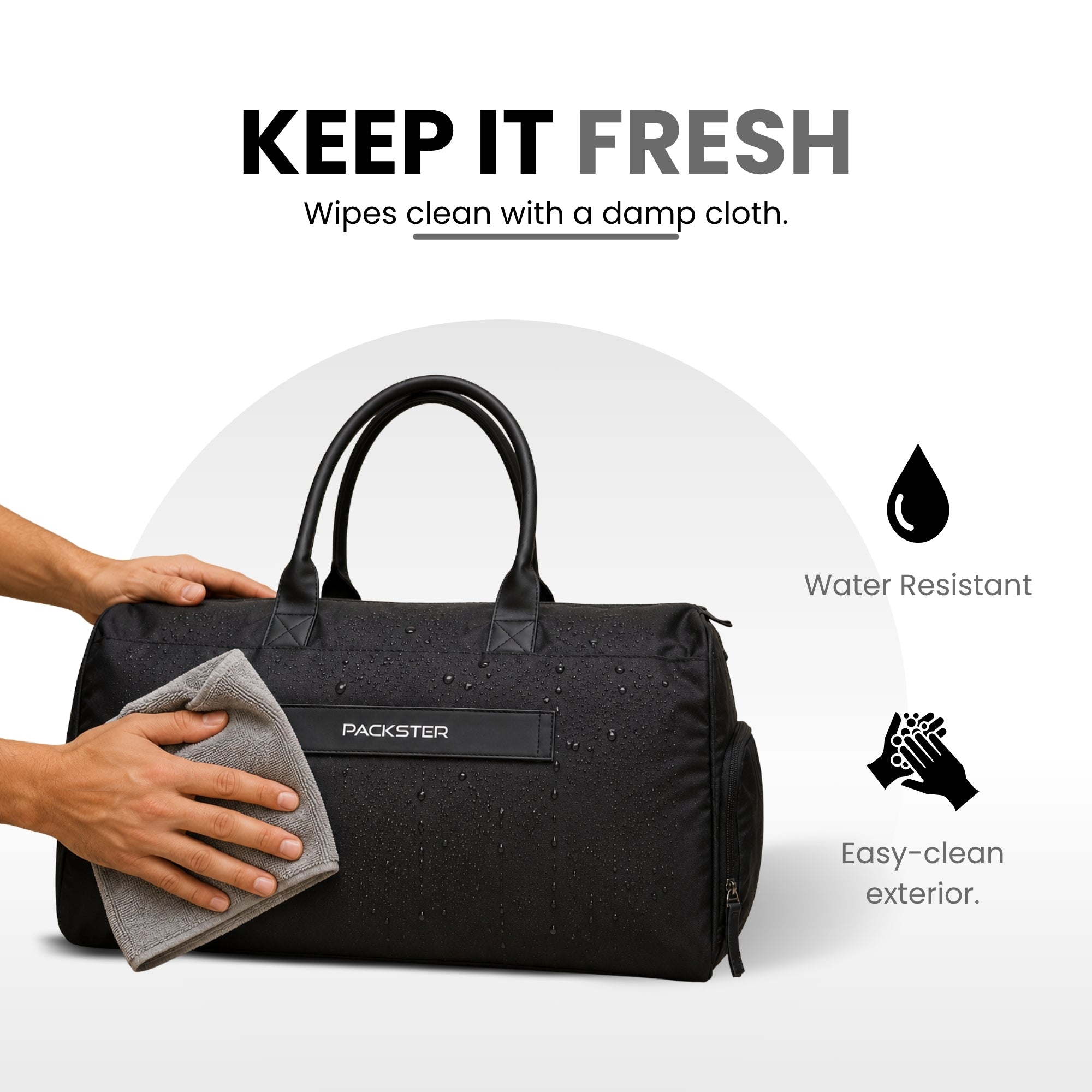 Packster Ample 40L Black Gym Backpack Duffle Bag for Men & Women