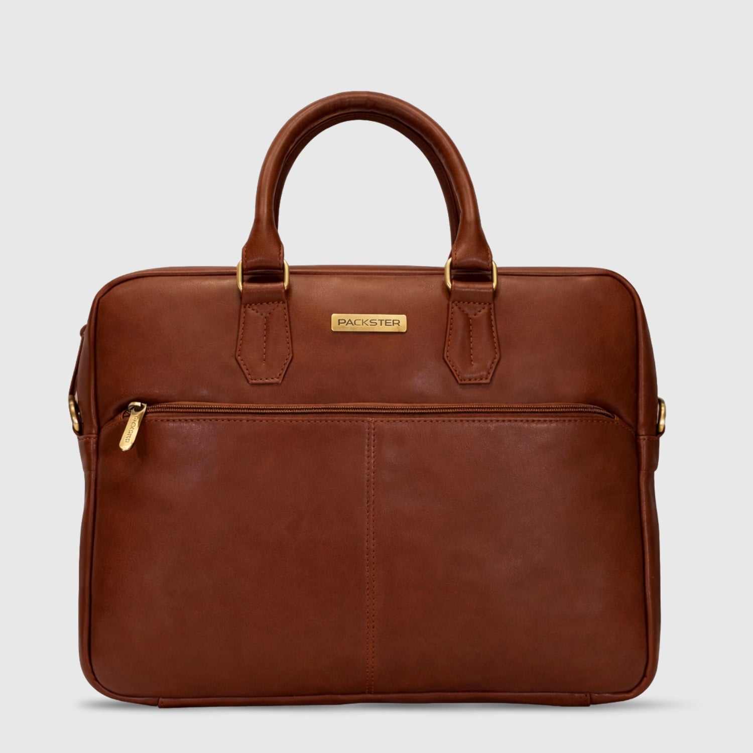 Packster Premium Leather Laptop Bag for Men, Deer Napa Crushed Effect, Up to 13 Inch, Messenger Bag with Adjustable Strap, Trolley Sleeve, Organiser - Tan