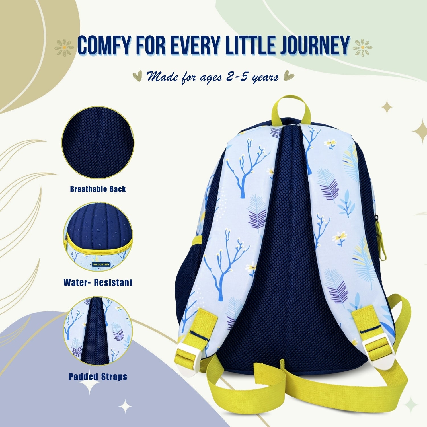 Packster SMALL-IRNIMATE Snow 9L Toddler Backpack | Knit Twill Polyester | Water-Resistant Kids School Bag | Padded Back | Bottle Holder | Adjustable Straps | School bag for kids 2-5 Years