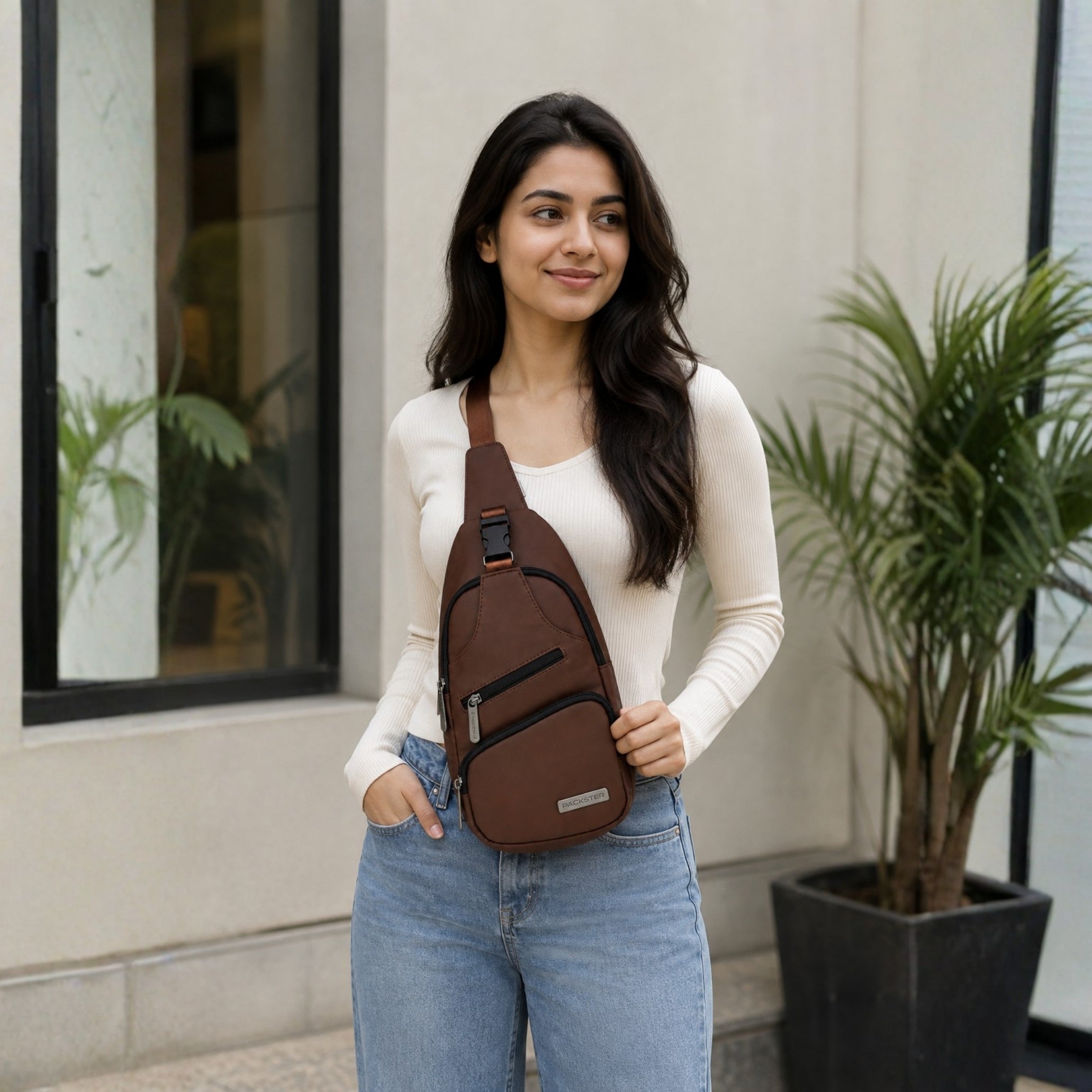 Dark Brown Chest Sling Bag