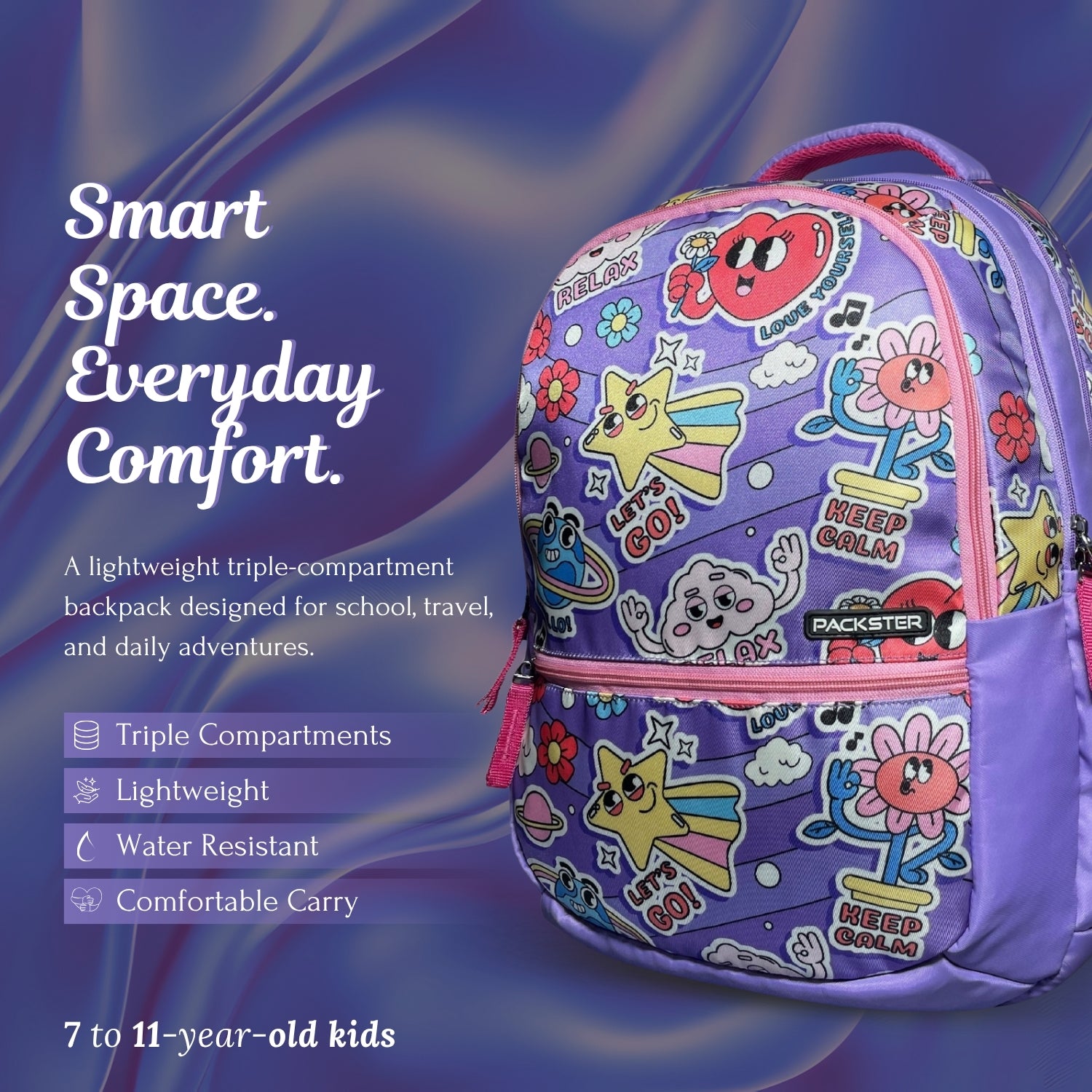 Lavender School Backpack for Girls