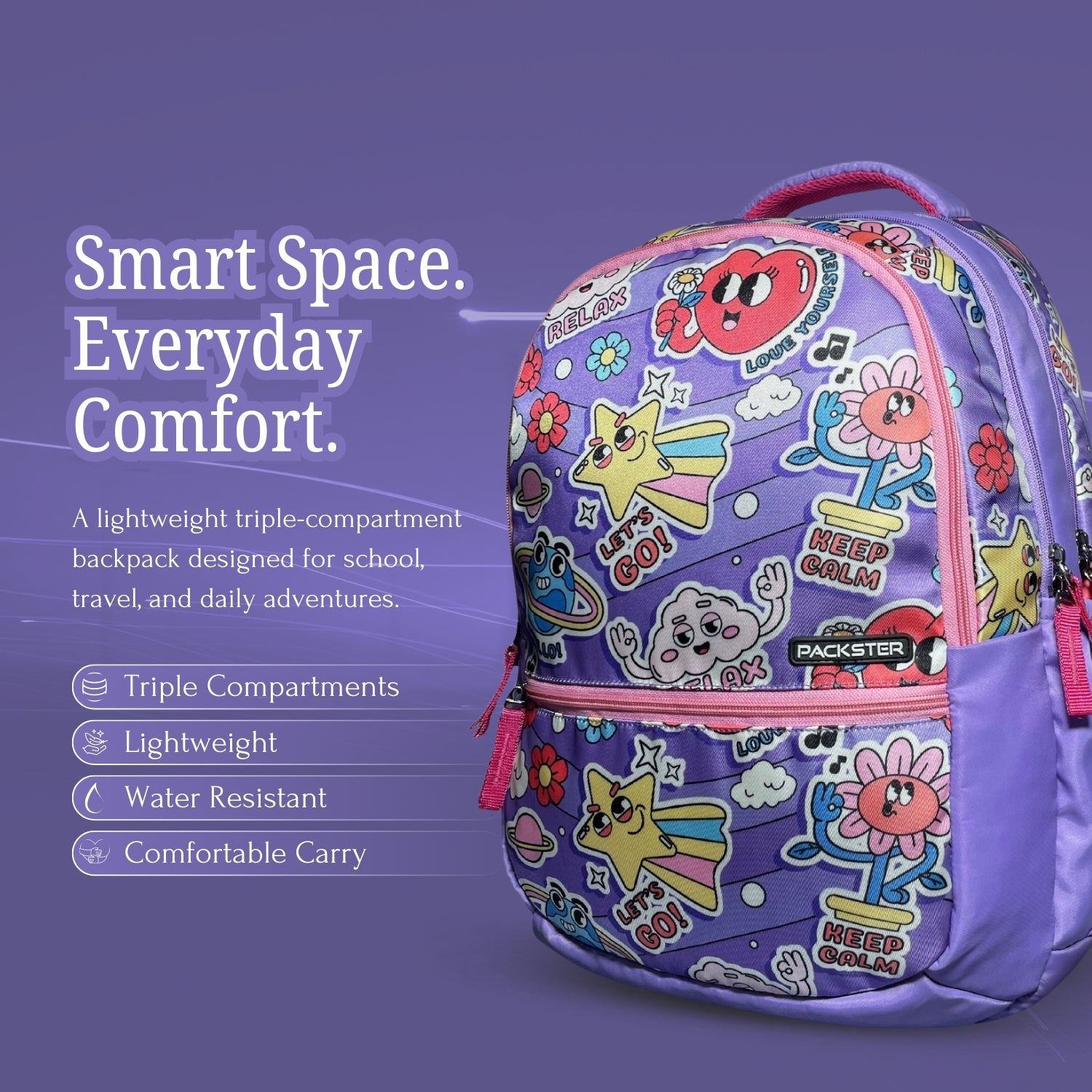 Lavender School Backpack for Girls