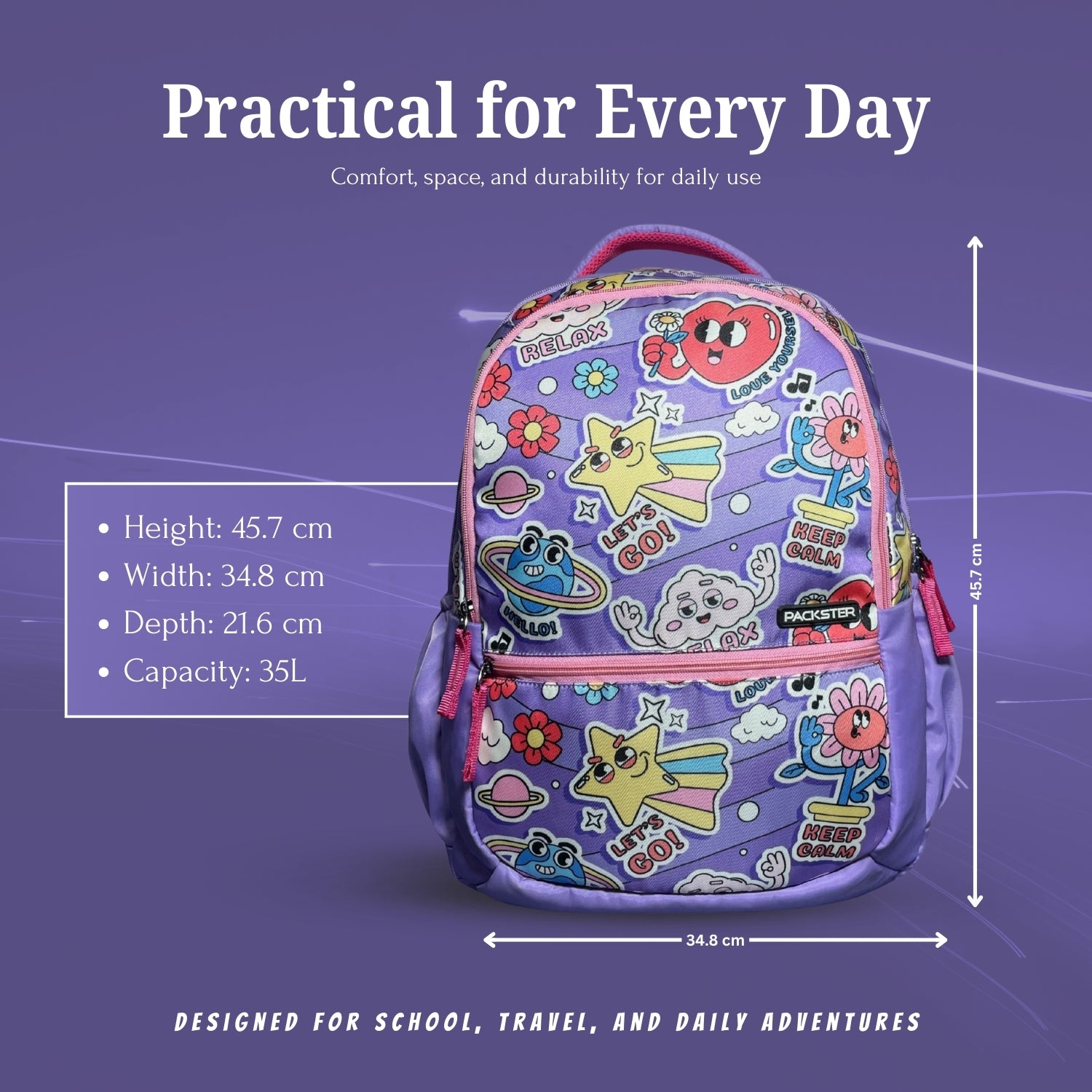 Lavender School Backpack for Girls