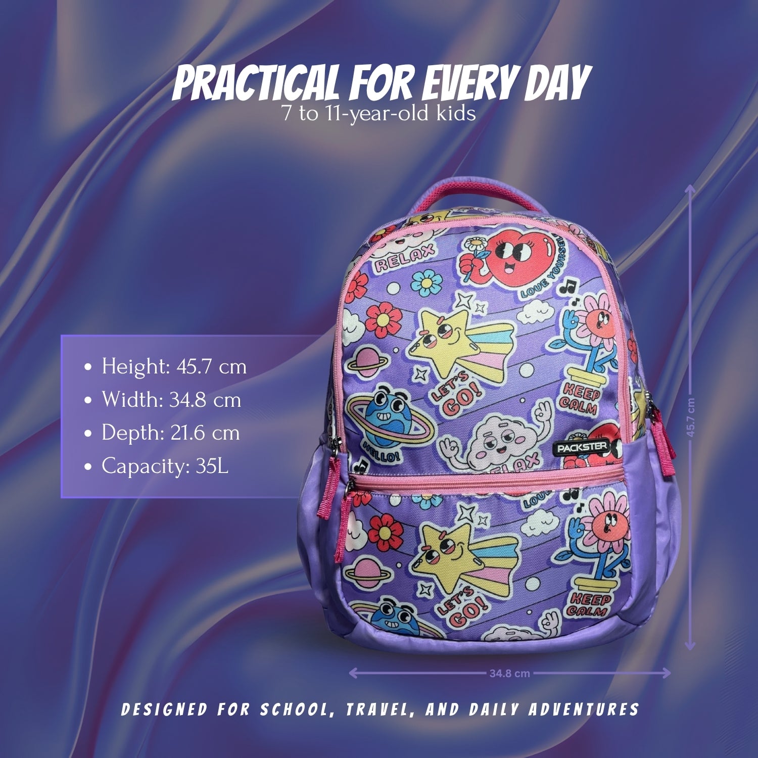 Lavender School Backpack for Girls