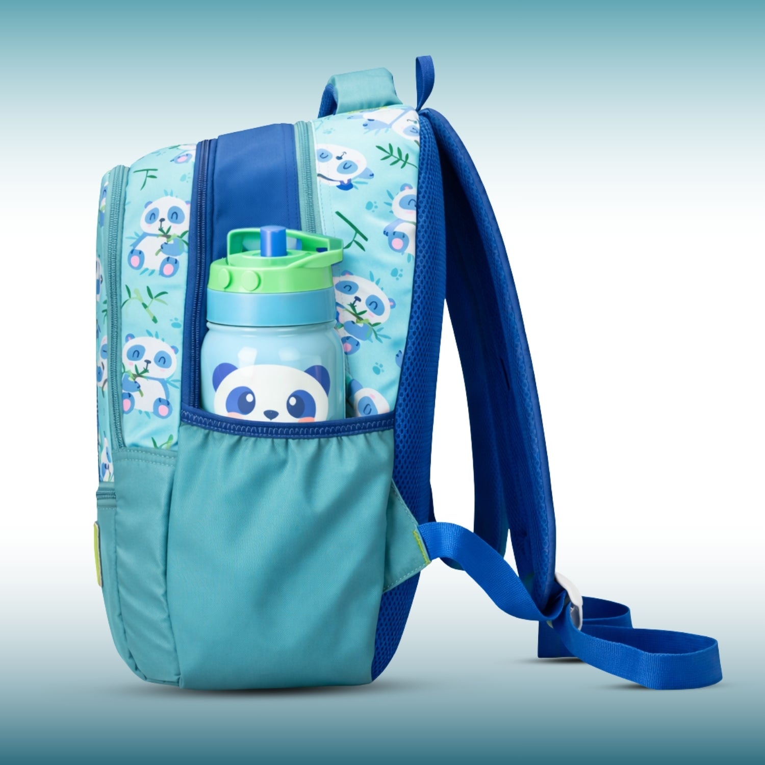 Packster Panda 18L Kids School Bags | 3 Compartments | Lightweight School Bag for Boys & Girls | Water-Resistant | Teal Panda Design