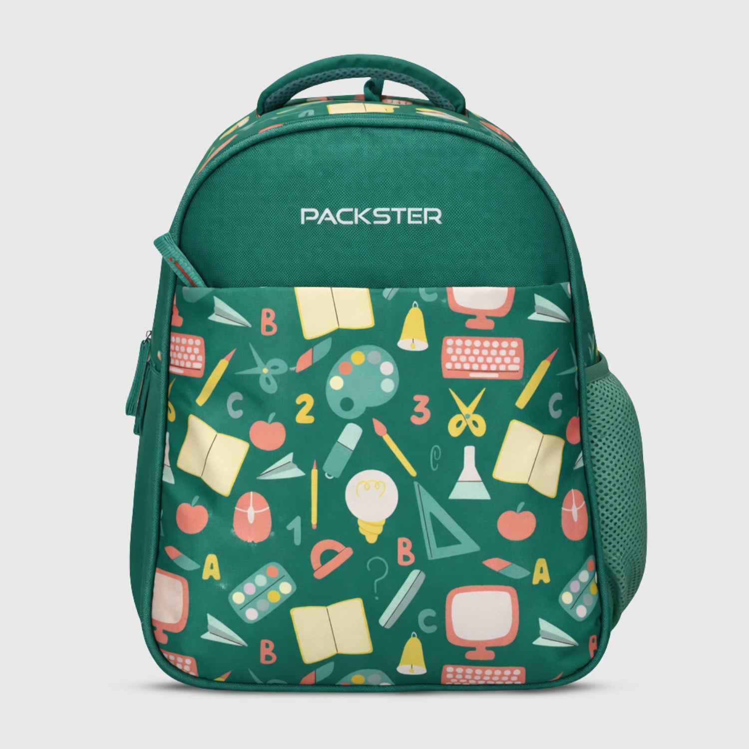 Packster PRE-PALLETE Sea Green 9L Toddler Backpack | Knit Twill Polyester | Water-Resistant Kids School Bag | Padded Back | Bottle Holder | Adjustable Straps | School bag for kids 2-5 Years