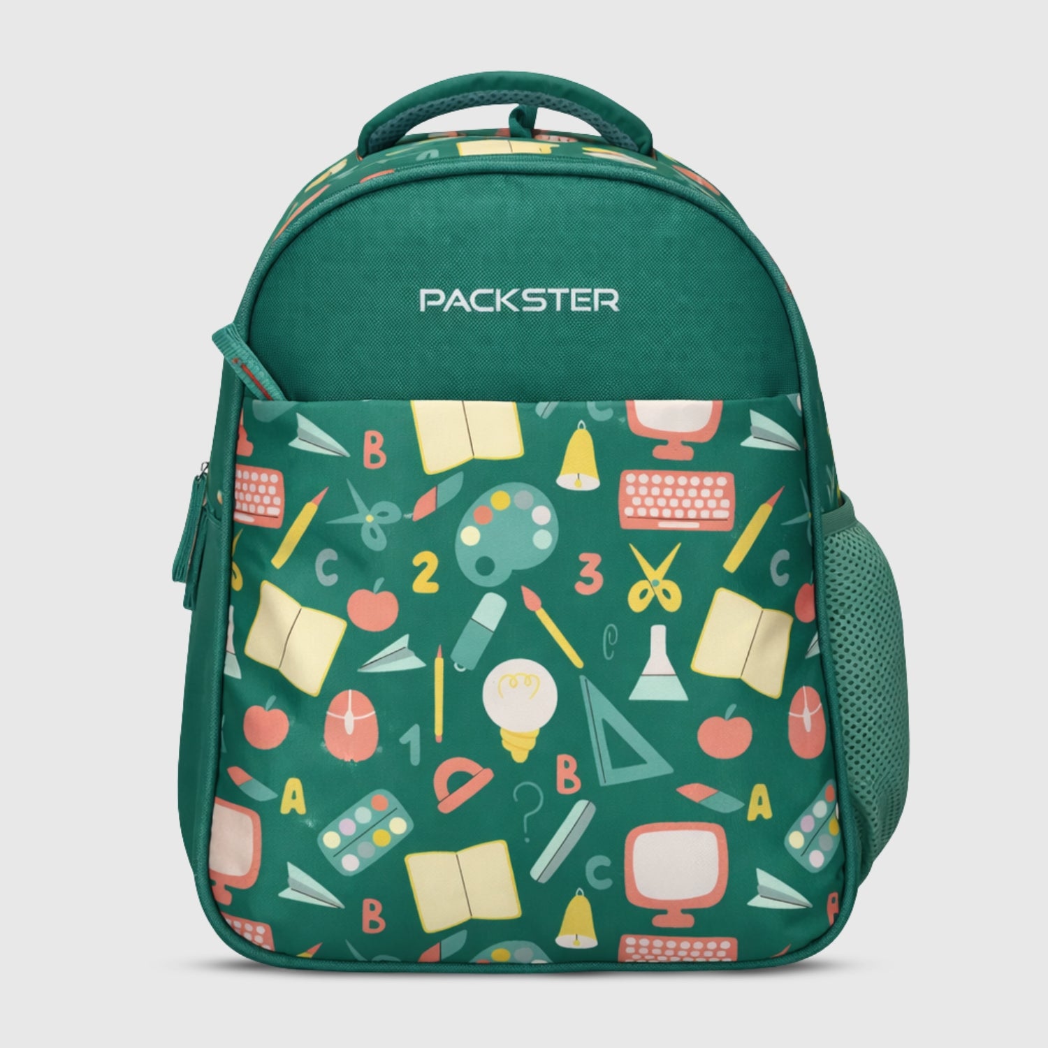 PRE-PALLETE Sea Green 9L Toddler Backpack | Knit Twill Polyester | Water-Resistant Kids School Bag | Padded Back | Bottle Holder | Adjustable Straps | School bag for kids 3-5 Years