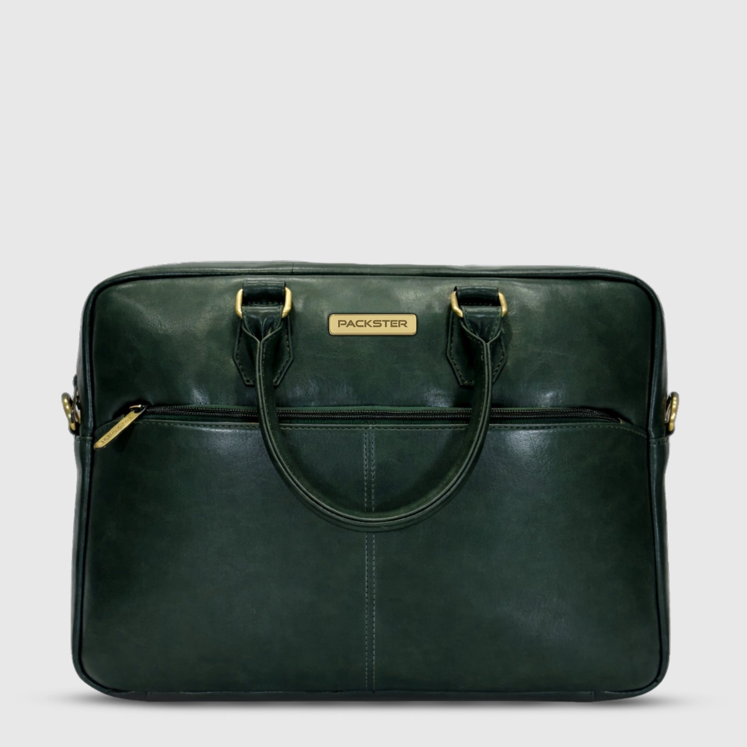 Packster Premium Leather Laptop Bag for Men, Deer Napa Crushed Effect, Up to 13 Inch, Messenger Bag with Adjustable Strap, Trolley Sleeve, Organiser - Olive