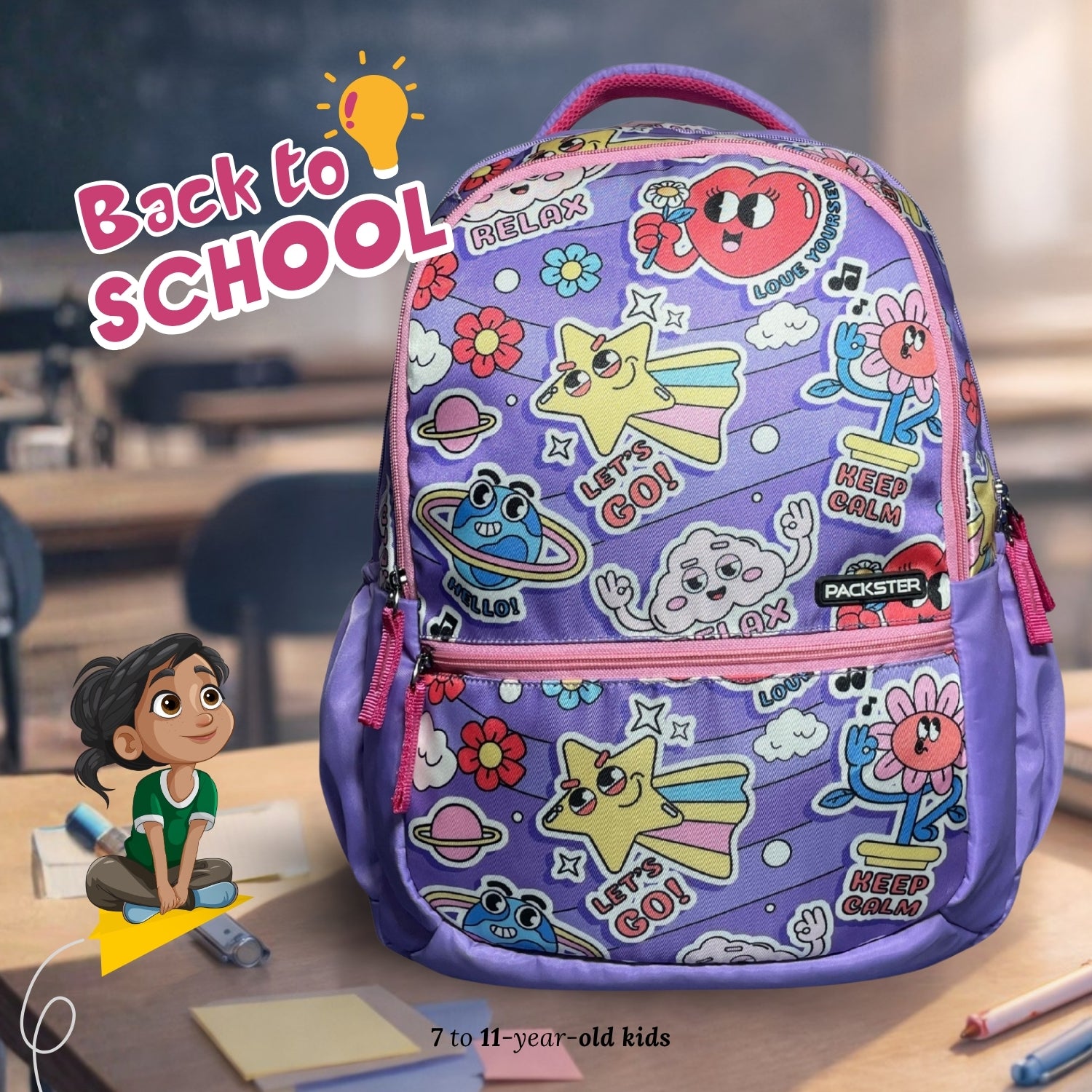 Lavender School Backpack for Girls