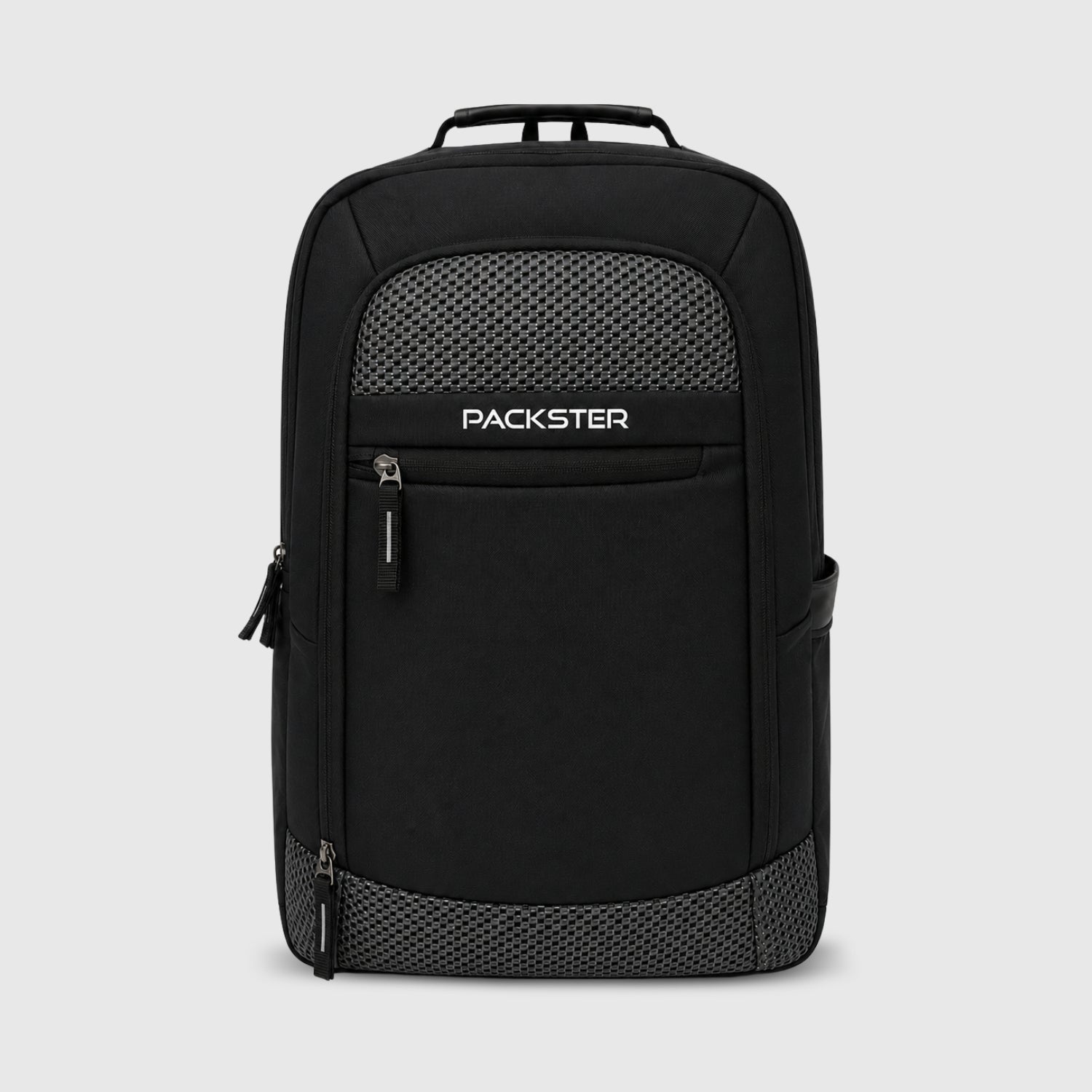 Packster Dive 24L Mesh Black Laptop Backpack for Men & Women | Water-Resistant Office & Travel Backpack with 15.6 Inch Laptop Compartment, Trolley Sleeve & 3 Compartments