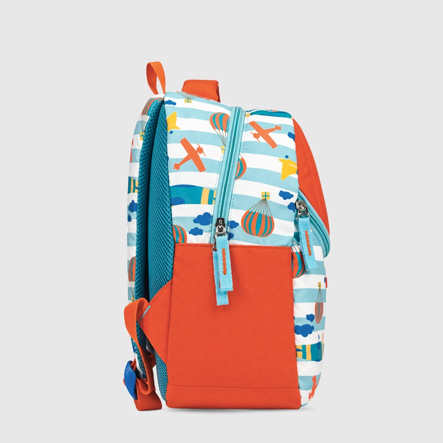 Packster SMALL TEAL PARACHUTE 9L Toddler Backpack | Parachute Print Kids School Bag | Water-Resistant | Padded Back | Front Utility Pocket | Bottle Holder | School bag for kids 2-5 Years
