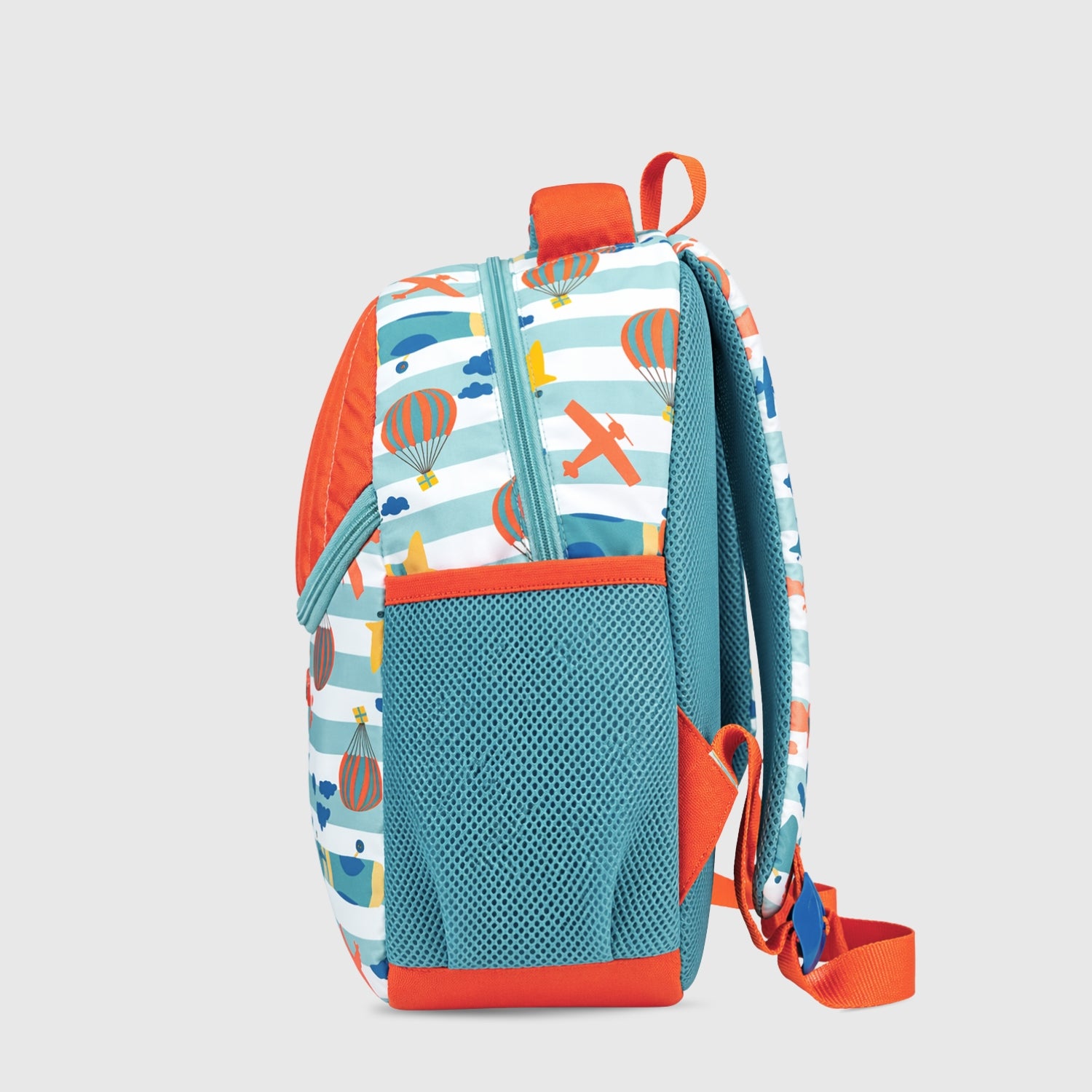 Packster SMALL TEAL PARACHUTE 9L Toddler Backpack | Parachute Print Kids School Bag | Water-Resistant | Padded Back | Front Utility Pocket | Bottle Holder | School bag for kids 2-5 Years