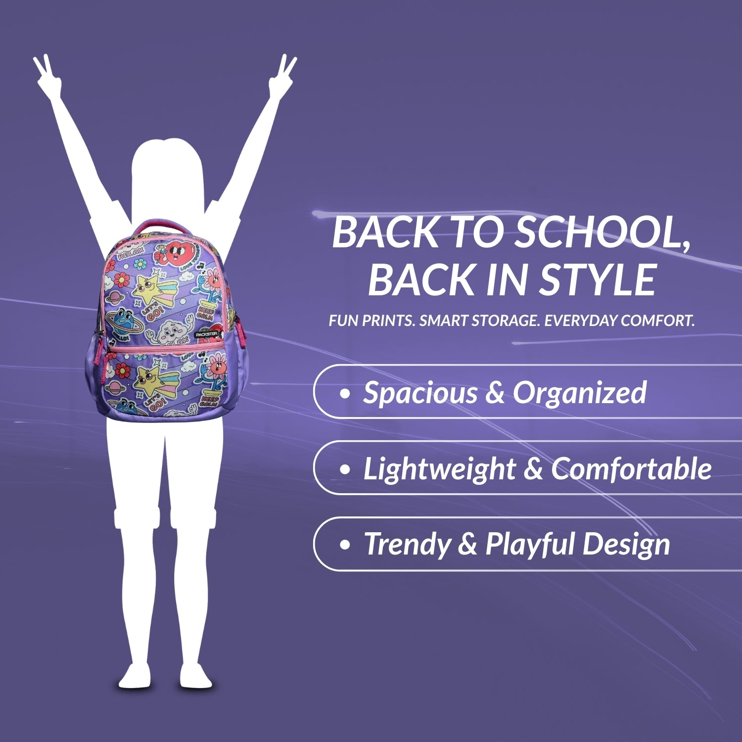 Lavender School Backpack for Girls