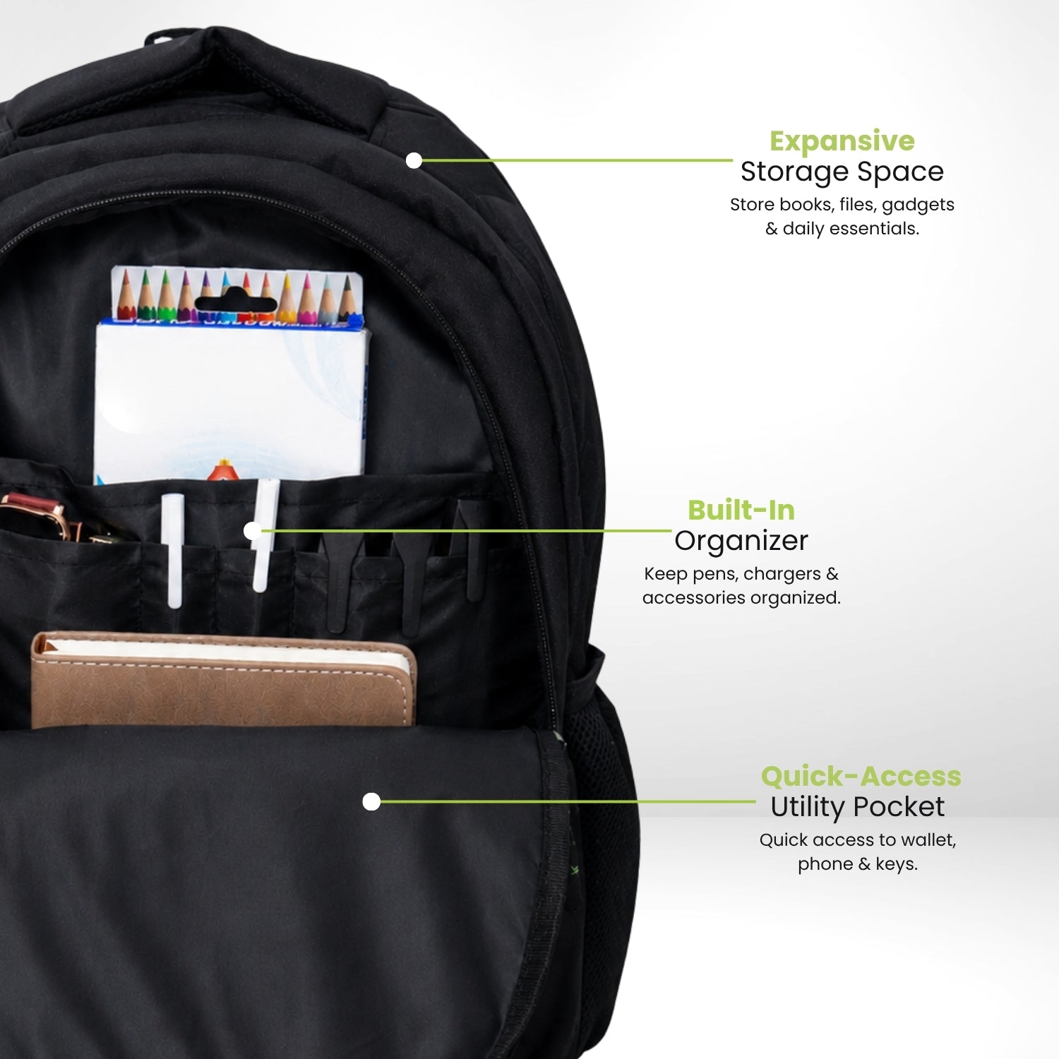 Packster Volt 27L Black Casual Backpack for Men & Women