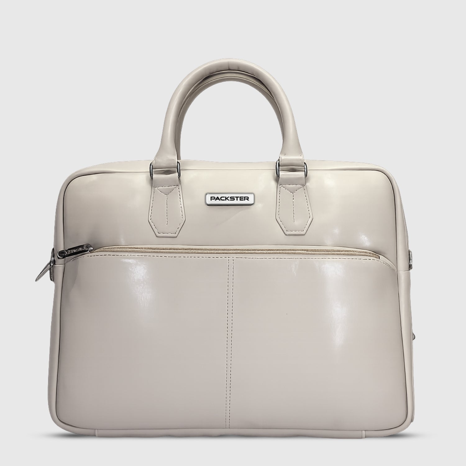 Packster Premium Leather Laptop Bag for Men, Deer Napa Crushed Effect, Up to 13 Inch, Messenger Bag with Adjustable Strap, Trolley Sleeve, Organiser - Ecru