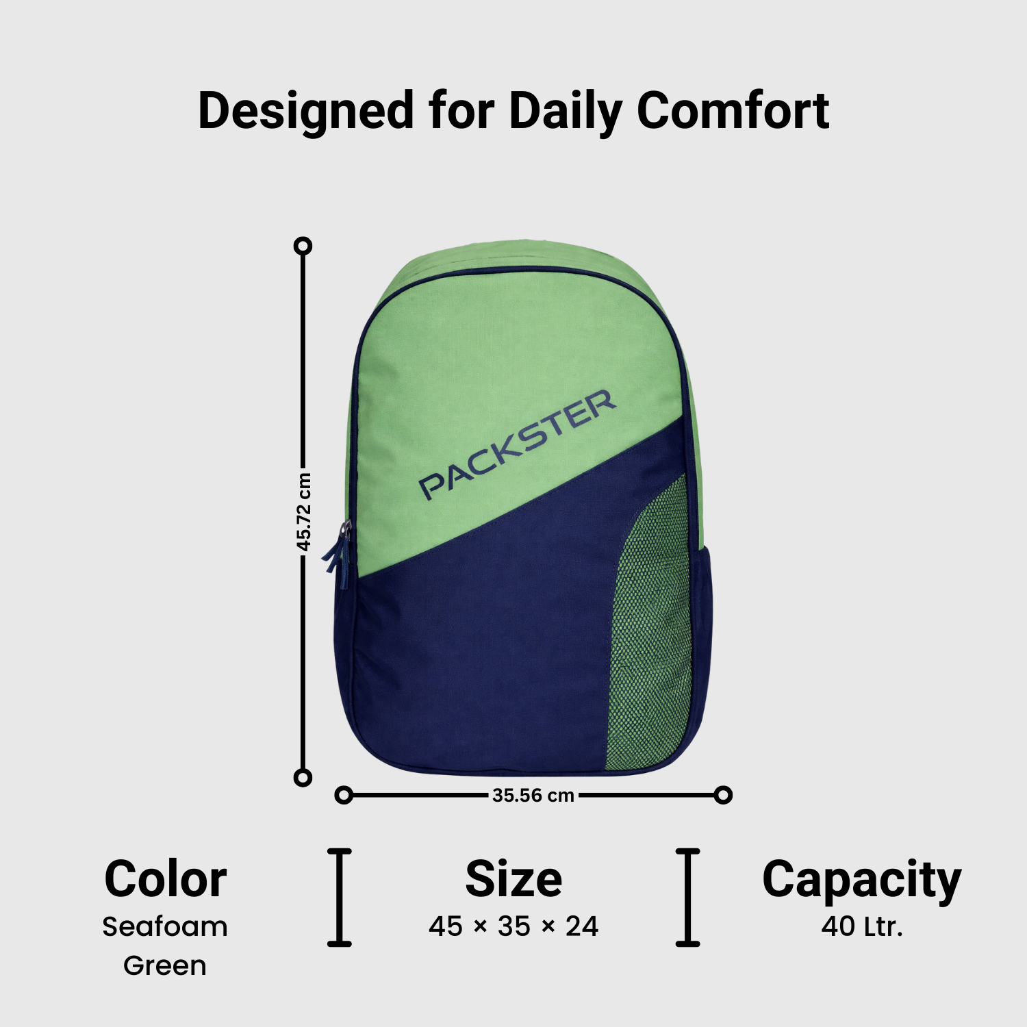 PACKSTER green Laptop Backpack – 35L Water-Resistant Bag with Padded Laptop Sleeve for College & Travel
