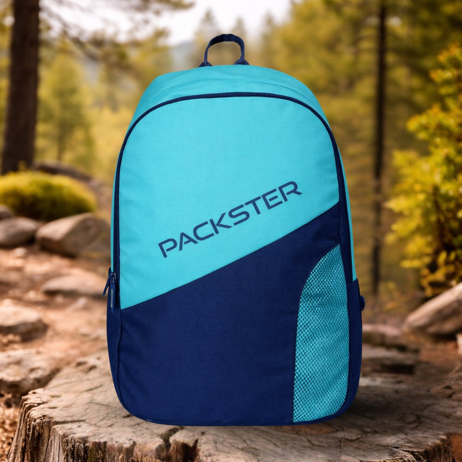 Packster BTC Horizon 35L Casual Laptop Backpack for Men & Women | Water-Resistant | Triple Compartment | Lightweight Durable College, Travel & Daily Use Bag with Bottle Holders (Aqua/Navy)