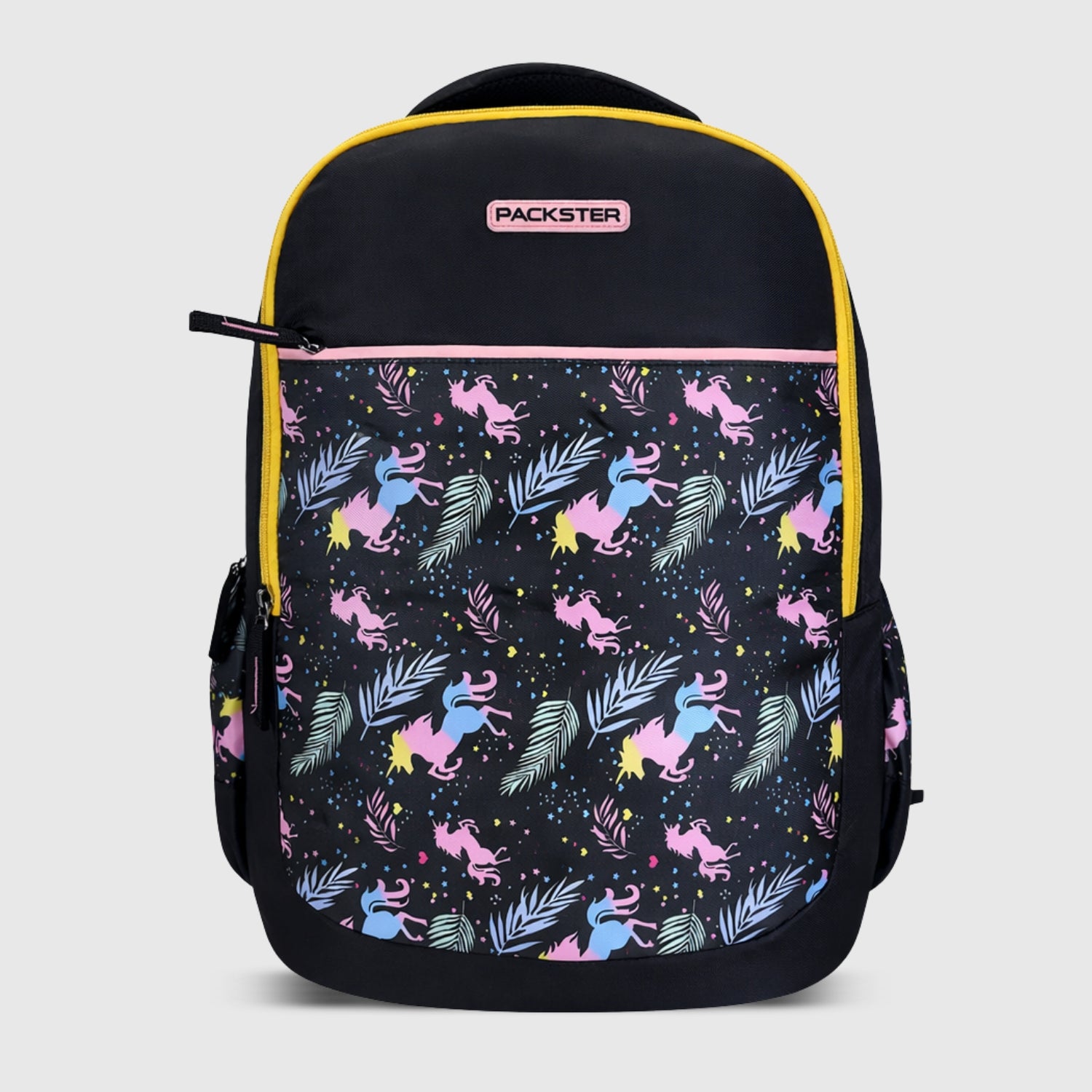 Packster Flicka 3 Compartment Kids School Backpack | 34L Water-Registant  Lightweight School Bag For Boys & Girls With Stationery Pouch | Black Unicorn Design