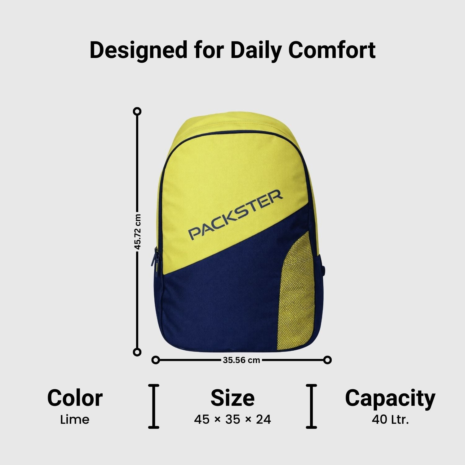 PACKSTER Zest Navy Laptop Backpack – 35L Water-Resistant Bag with Padded Laptop Sleeve for College & Travel